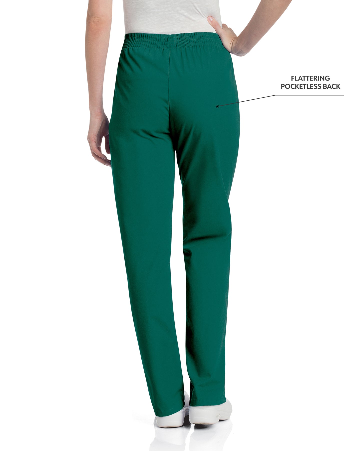 Women's 2-Pocket High-Rise Elastic Waist Straight Leg Pant - 8327 - Hunter Green
