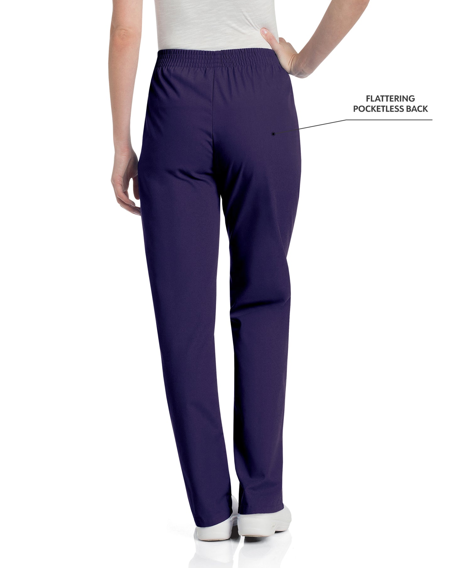 Women's 2-Pocket High-Rise Elastic Waist Straight Leg Pant - 8327 - Grape