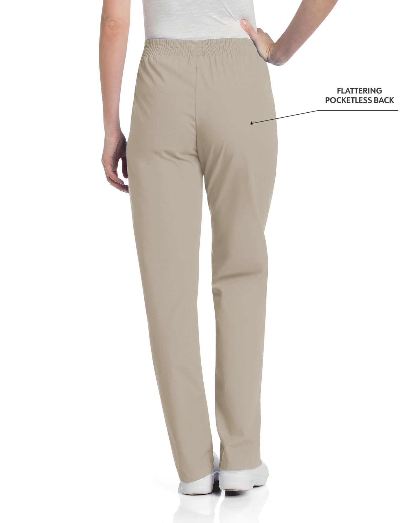 Women's 2-Pocket High-Rise Elastic Waist Straight Leg Pant - 8327 - Sandstone
