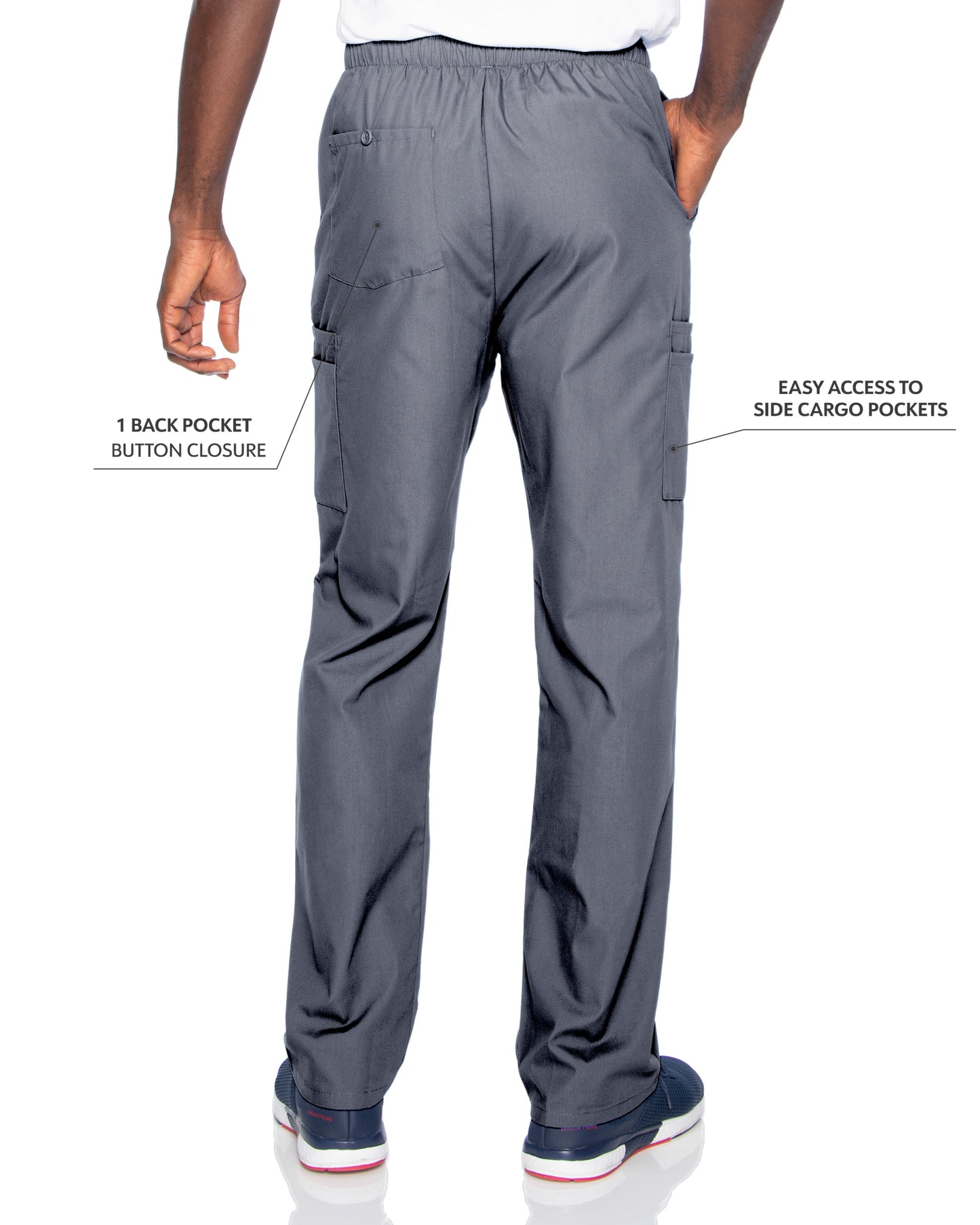 Men's 7-Pocket High-Rise Elastic Waist Cargo Pant - 8555 - Steel Grey