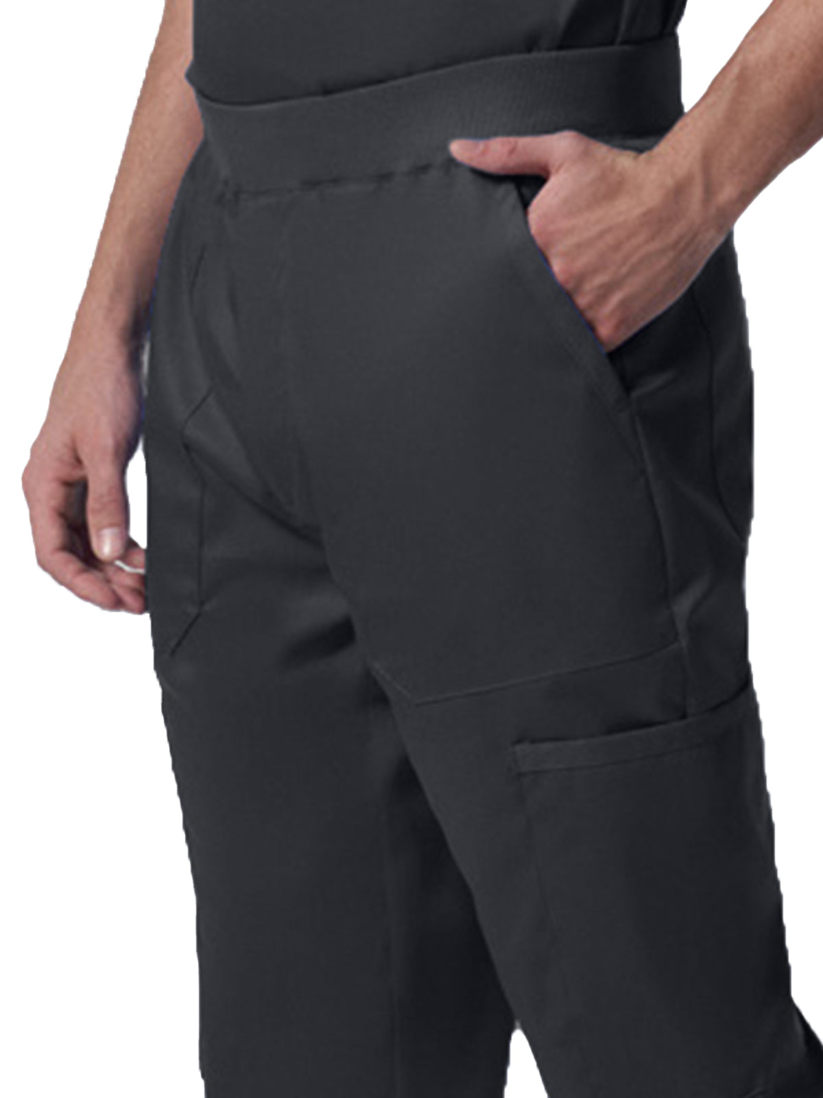 Men's 7-Pocket Mid-Rise Rib-Knit Elastic Waist Jogger Pant - LB407 - Graphite