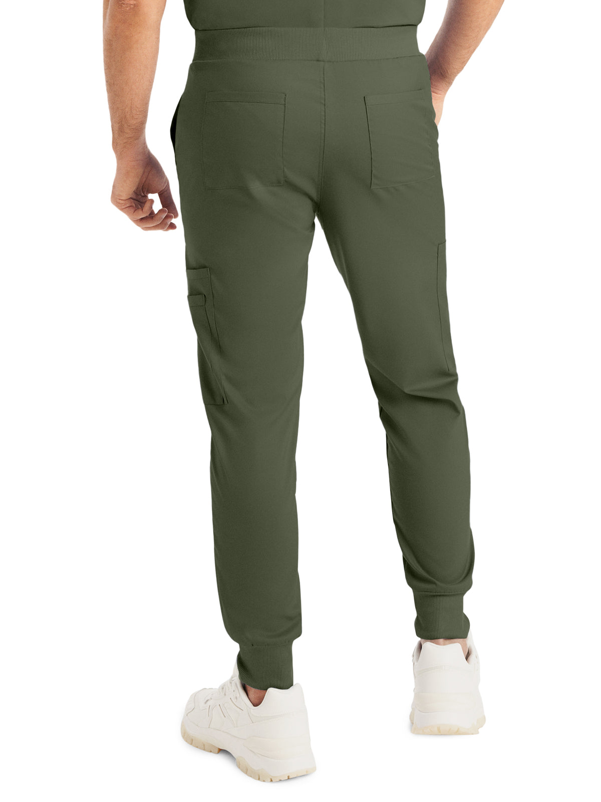 Men's 7-Pocket Mid-Rise Rib-Knit Elastic Waist Jogger Pant - LB407 - Olive Moss