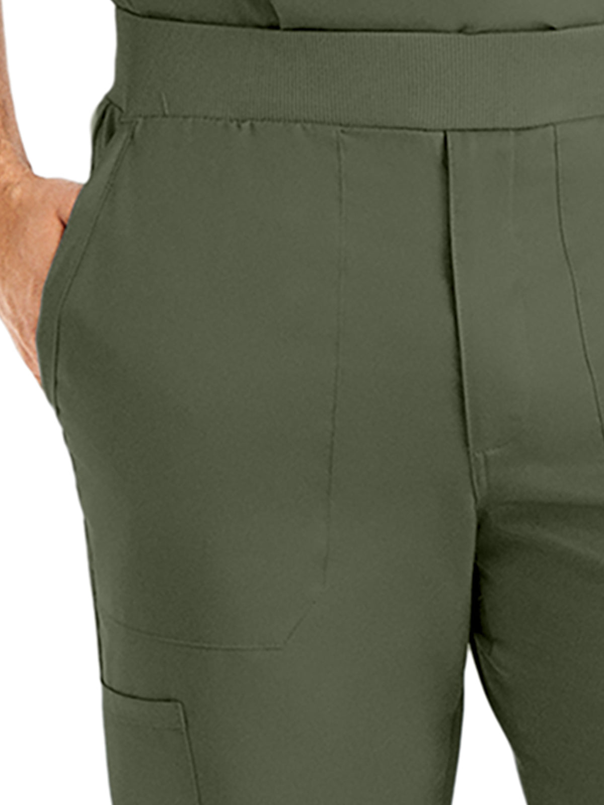 Men's 7-Pocket Mid-Rise Rib-Knit Elastic Waist Jogger Pant - LB407 - Olive Moss