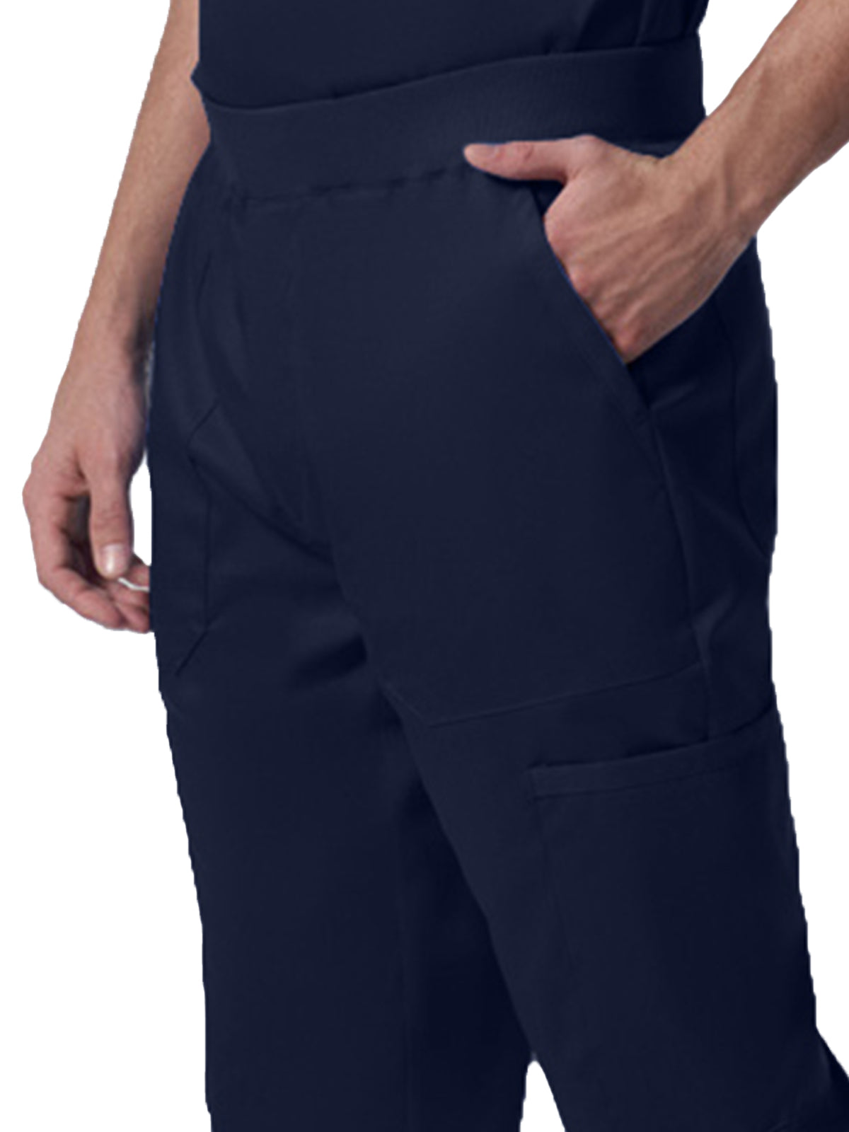 Men's 7-Pocket Mid-Rise Rib-Knit Elastic Waist Jogger Pant - LB407 - True Navy