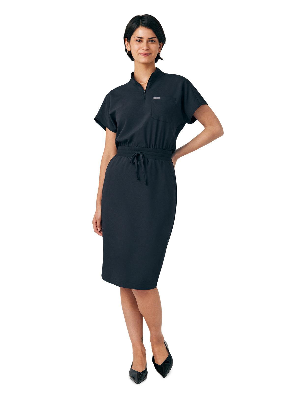 Women's Three-Pocket Dress - LD607 - Black