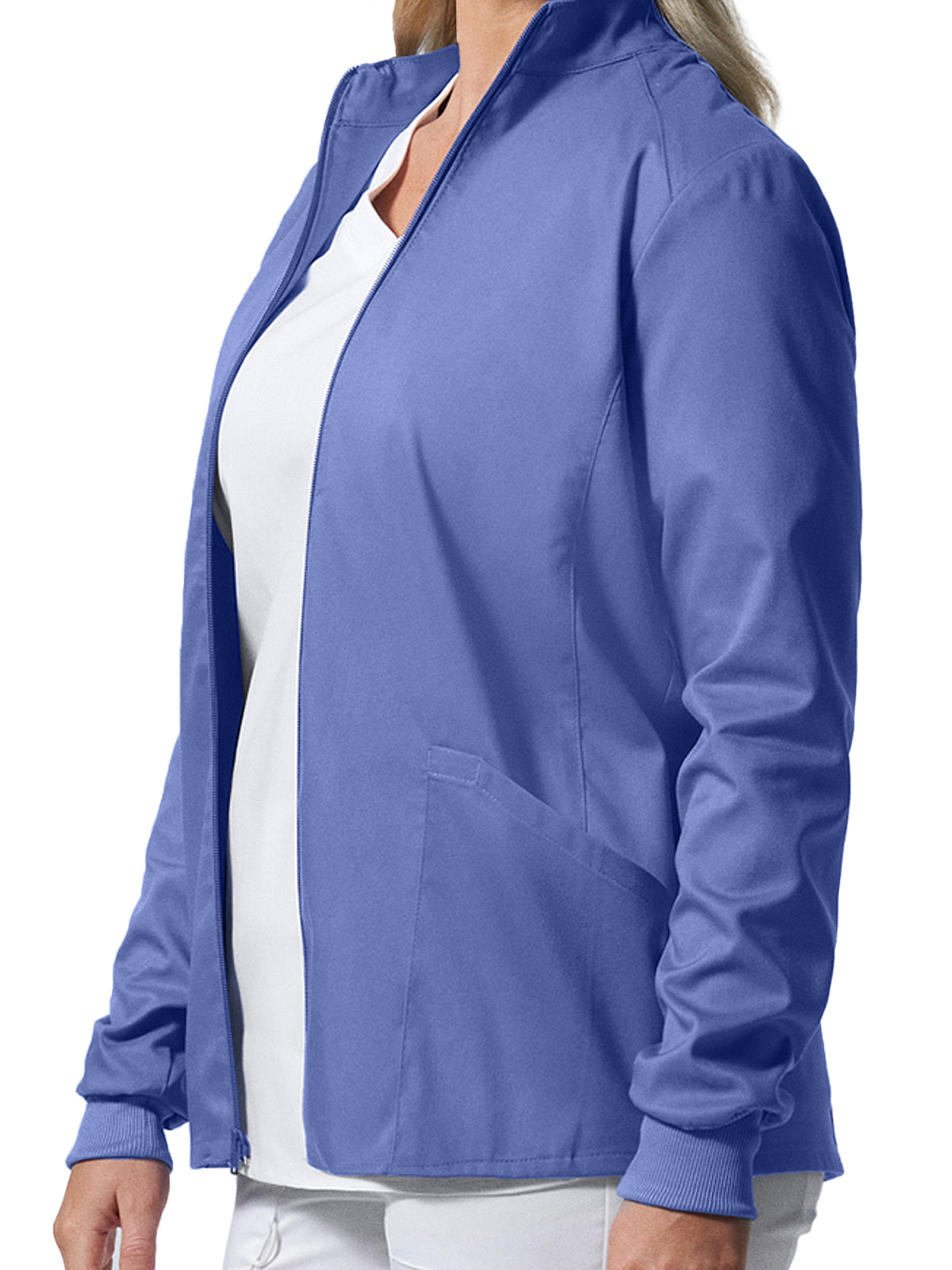 Women's 3-Pocket Mock Neck Zip-Front Jacket - LJ701 - Ceil