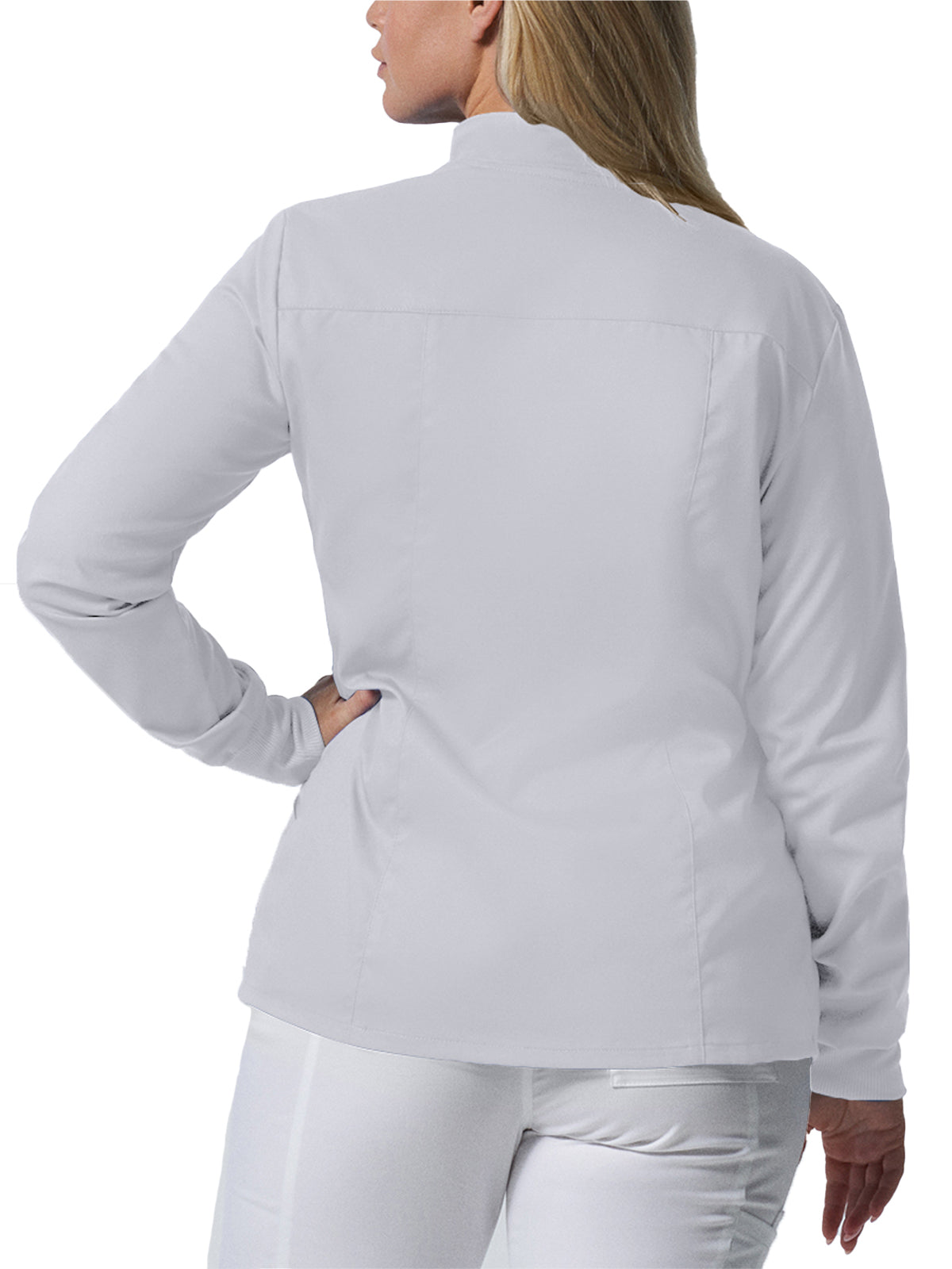 Women's 3-Pocket Mock Neck Zip-Front Jacket - LJ701 - White