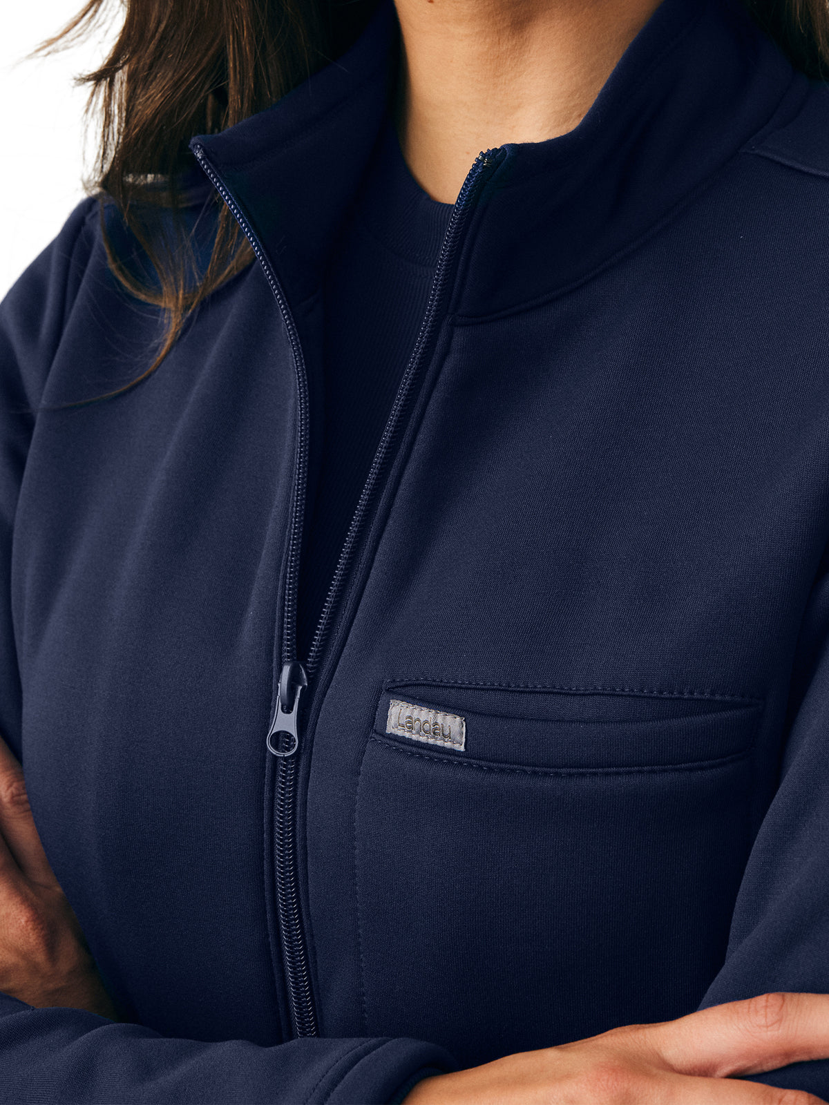 Women's Zip-Front Fleece Jacket - LJ708 - Navy