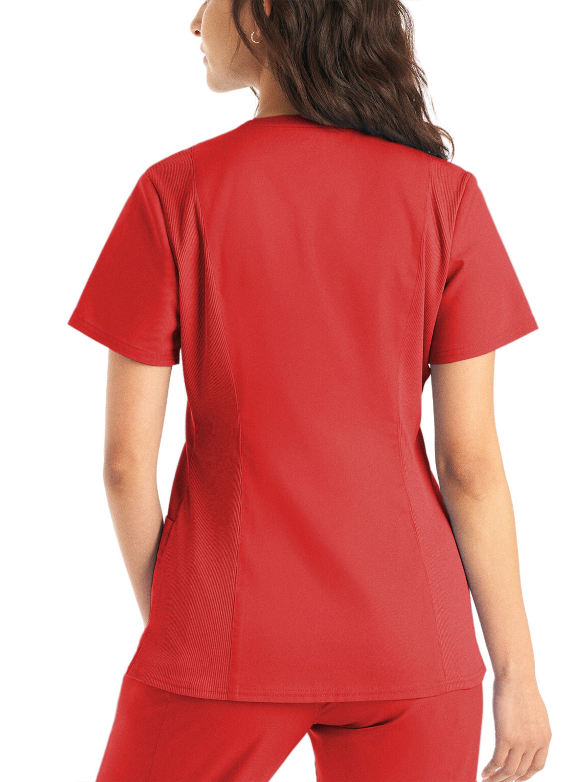 Women's 3-Pocket V-Neck Top - LT105 - True Red