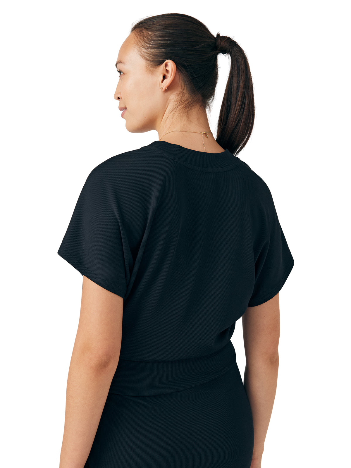 Women's Two-Pocket V-Neck Top - LT123 - Black