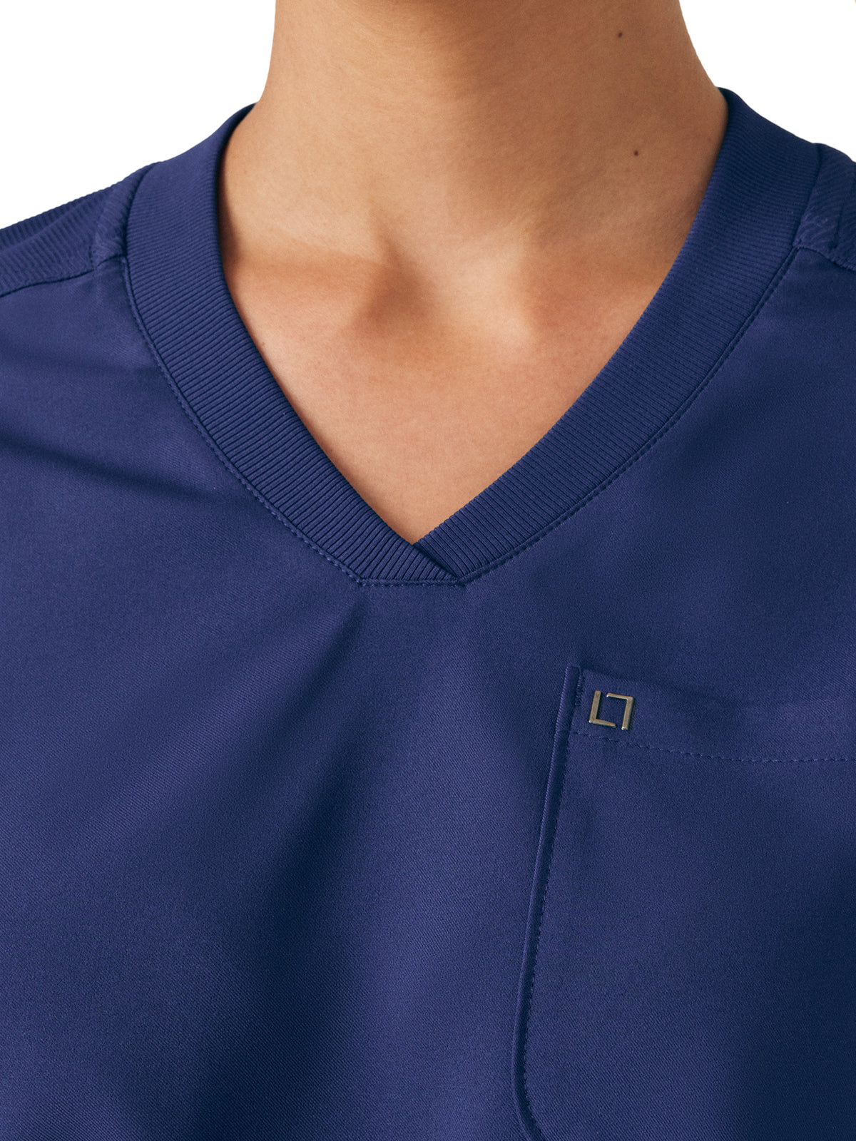 Women's Two-Pocket V-Neck Top - LT123 - Navy