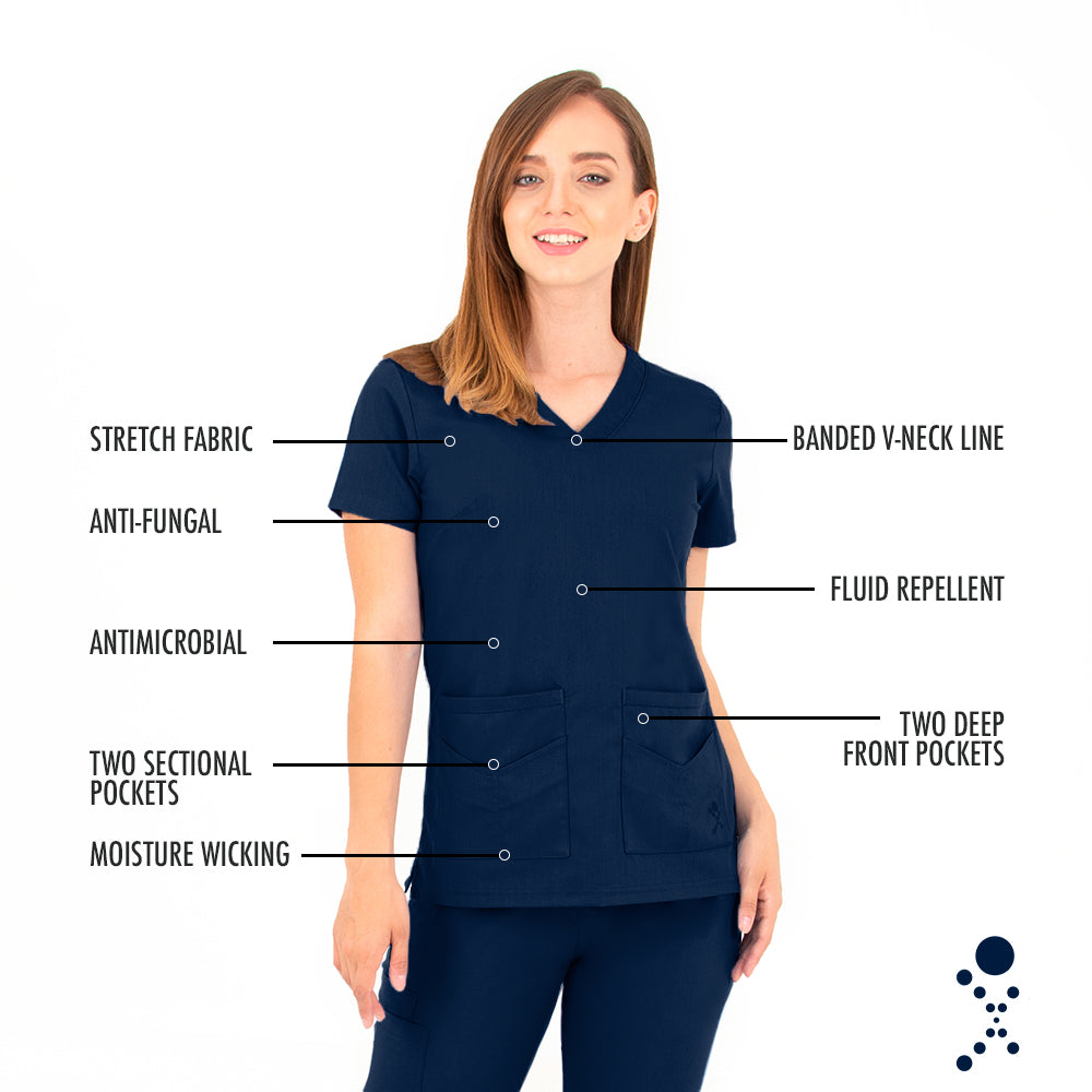 Women's V-Neck Top - 1416 - Navy Blue