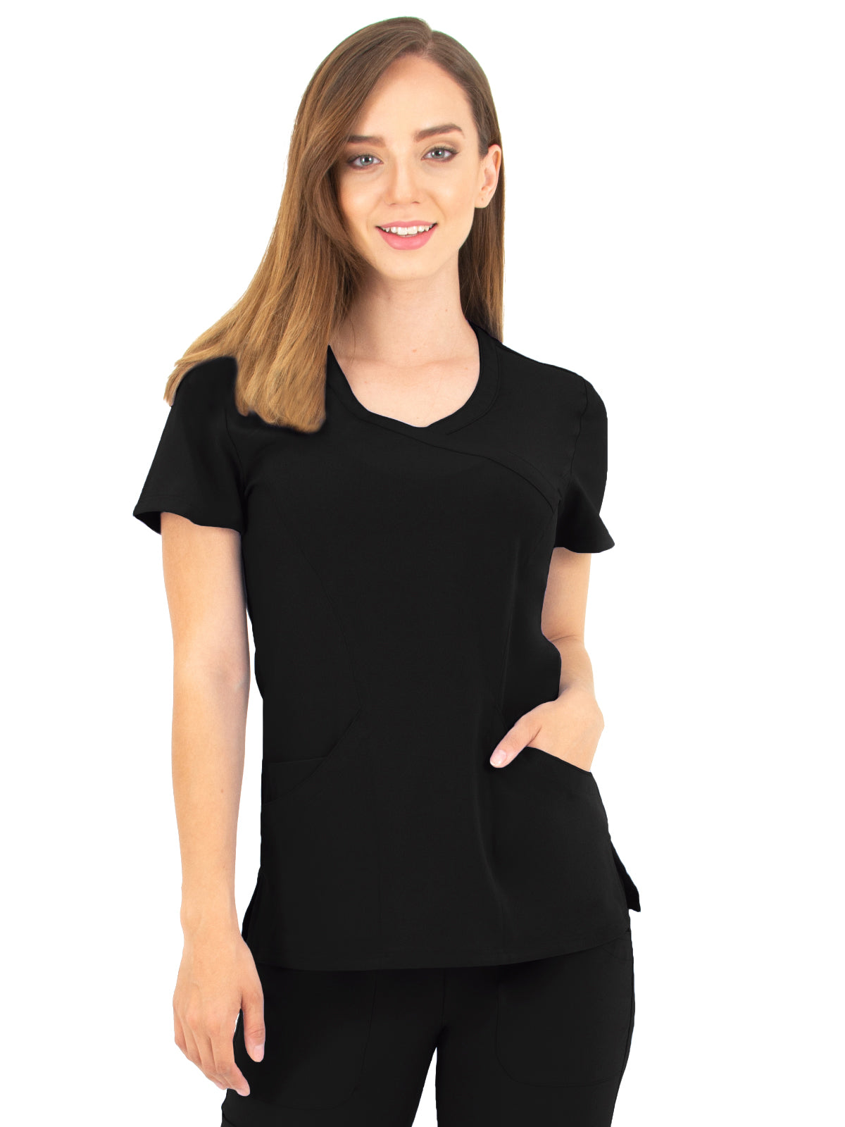 Women's Mock-Wrap Top - 1512 - Black
