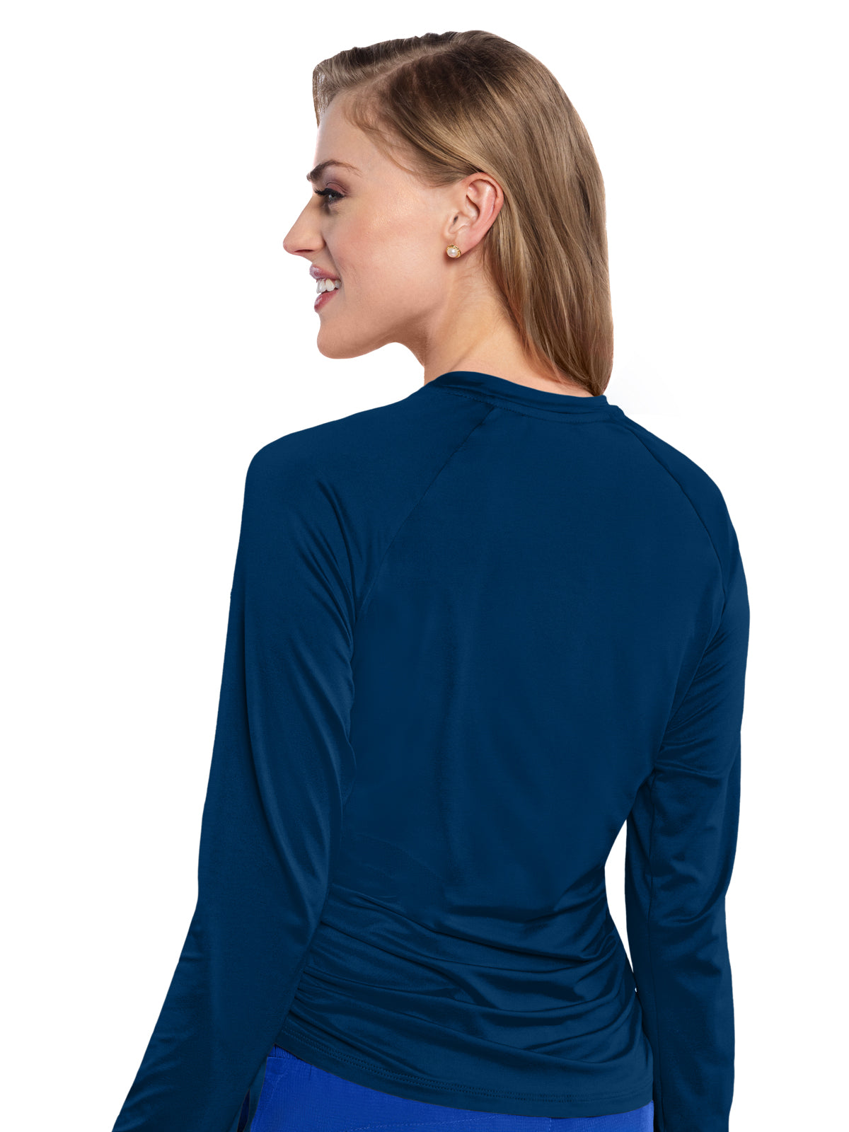 Women's Pocketless Long Sleeve Underscrub Shirt - 700 - Navy