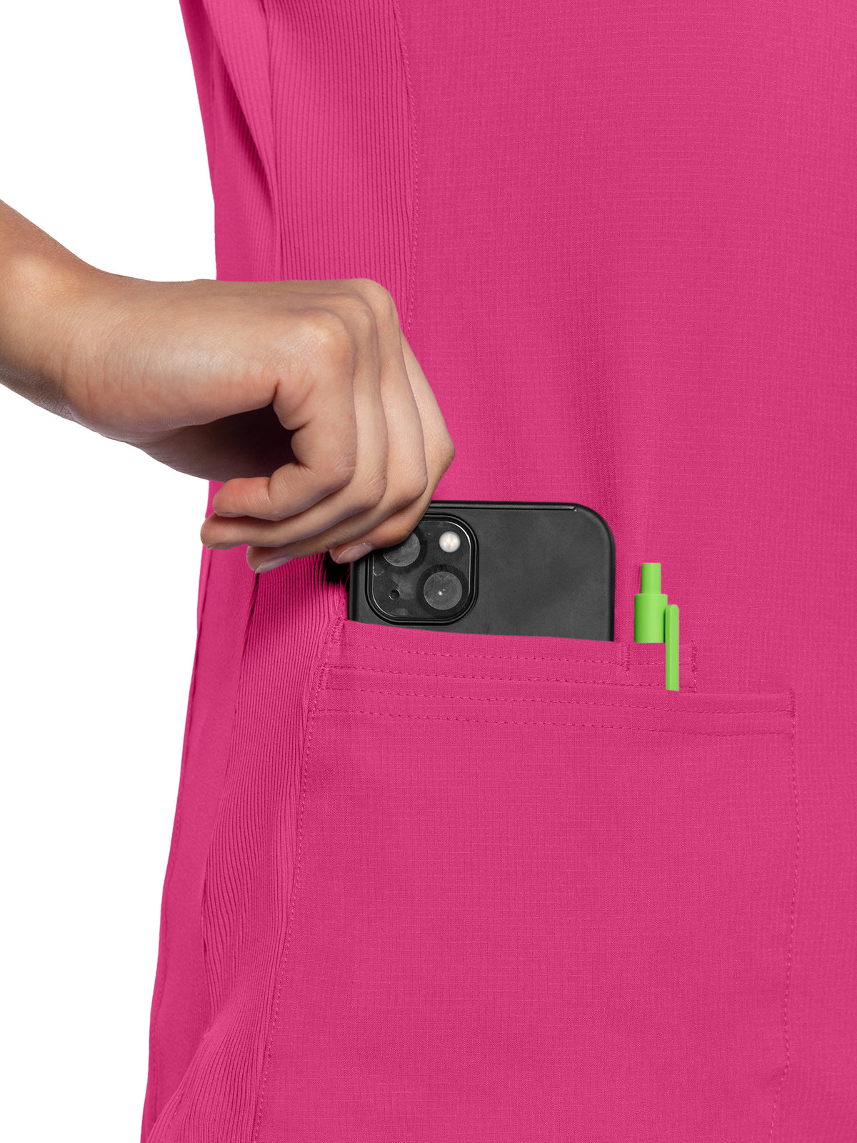 Women's 3-Pocket V-Neck Top - 702 - Pink Power
