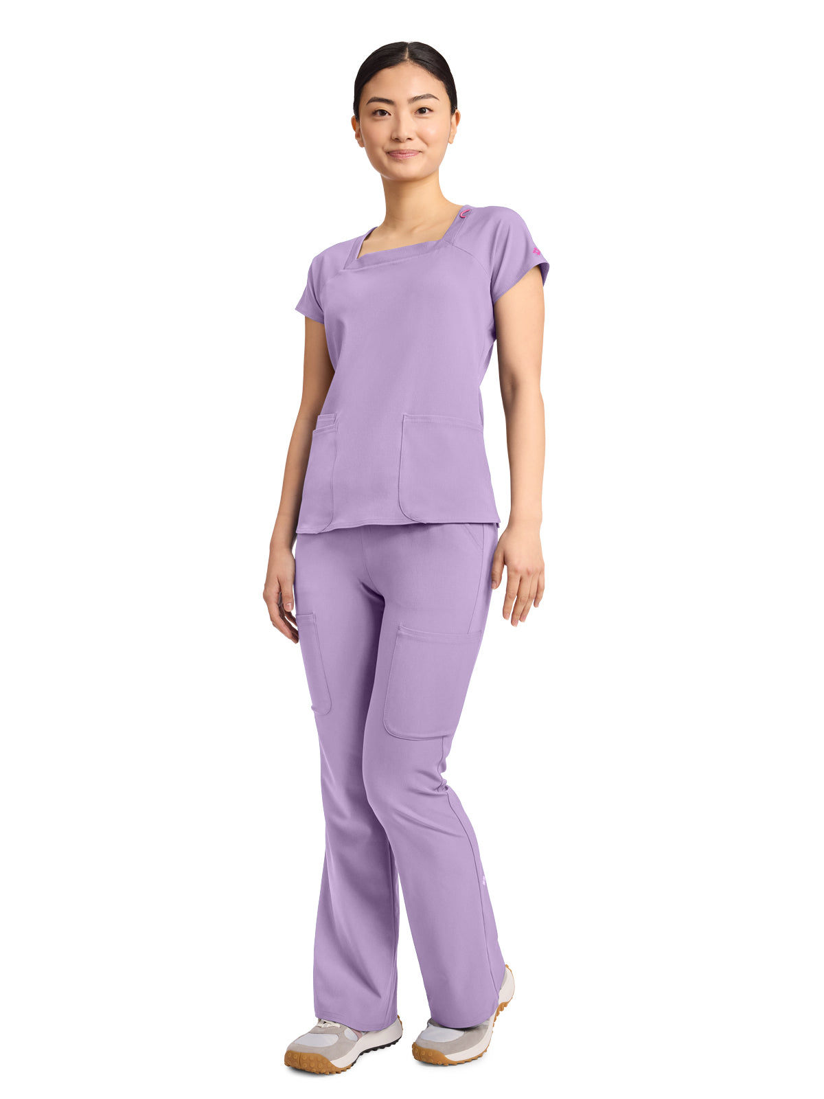 Women's 3-Pocket Square Neck Scrub Top - 704 - Digital Lavender