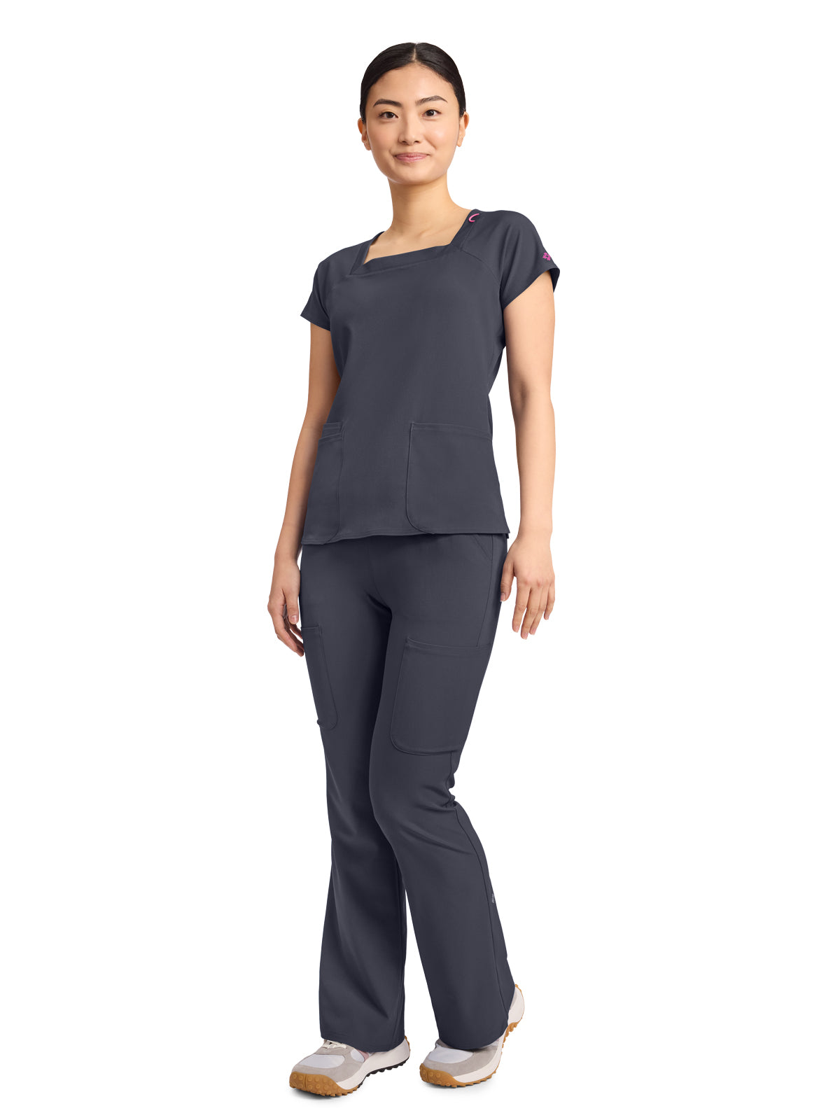 Women's 3-Pocket Square Neck Scrub Top - 704 - Pewter
