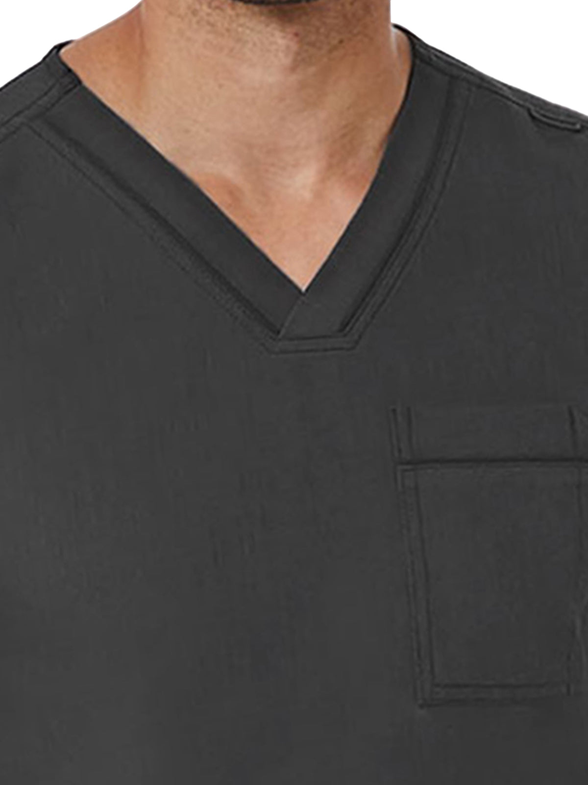 Men's One-Pocket Tuckable Contrast Piping V-Neck Top - 5901 - Pewter