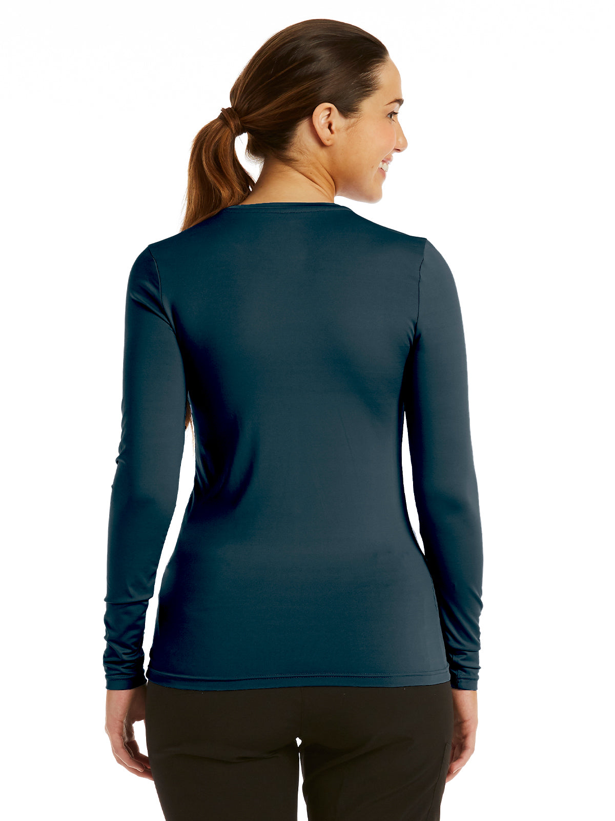 Women's Basic Long Sleeve Underscrub Tee - 6909 - Caribbean Blue