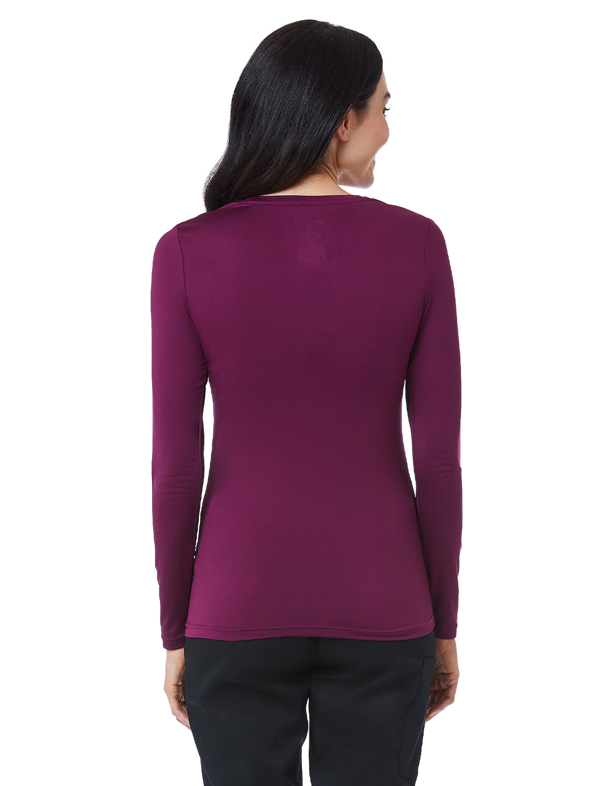 Women's Basic Long Sleeve Underscrub Tee - 6909 - Wine