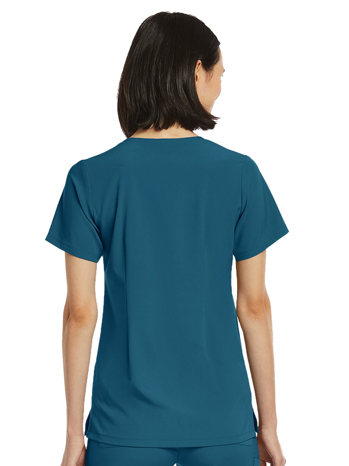 Women's Fitted One-Pocket V-Neck Top - SJ101 - Caribbean
