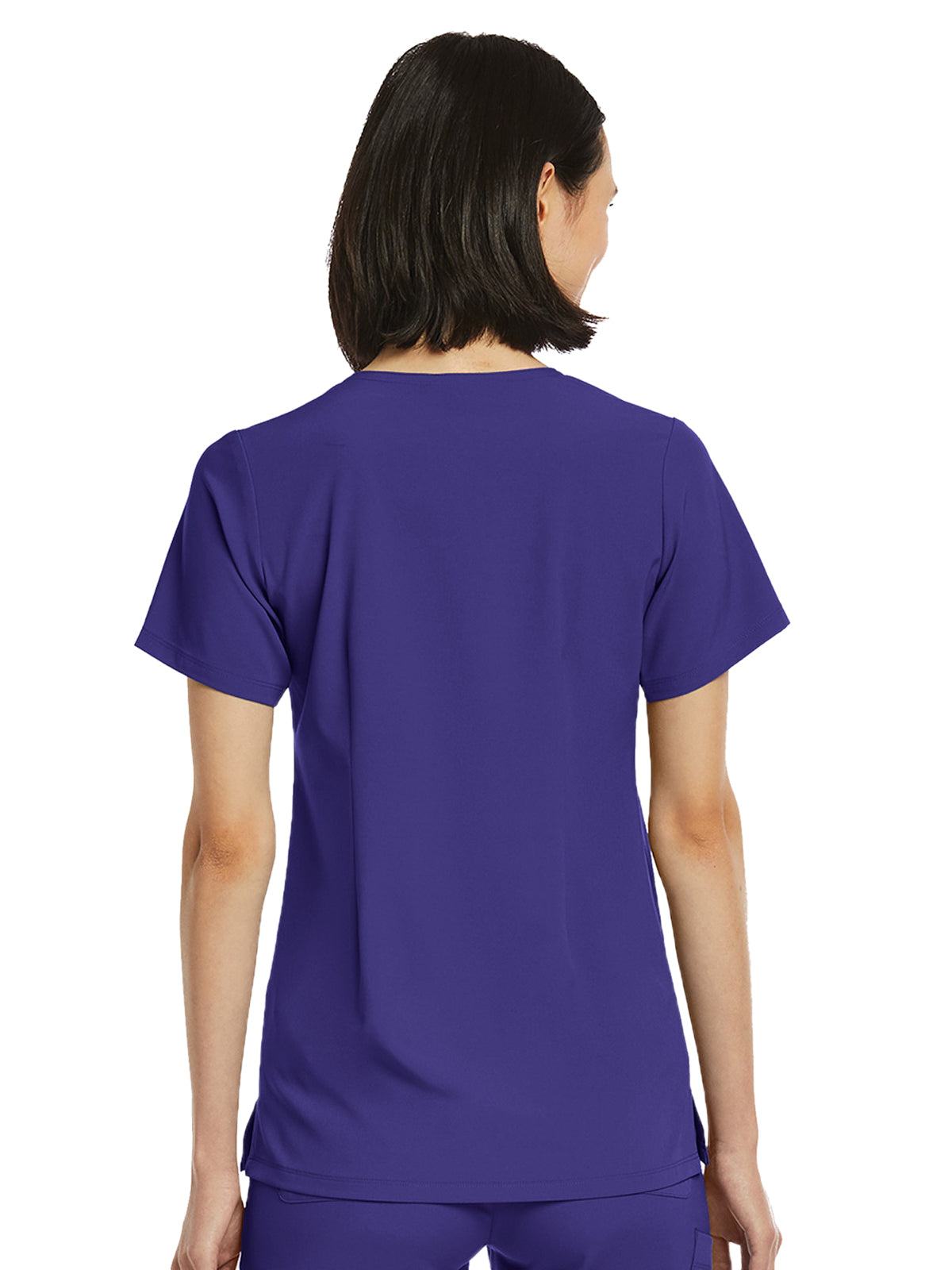 Women's Fitted One-Pocket V-Neck Top - SJ101 - Grape