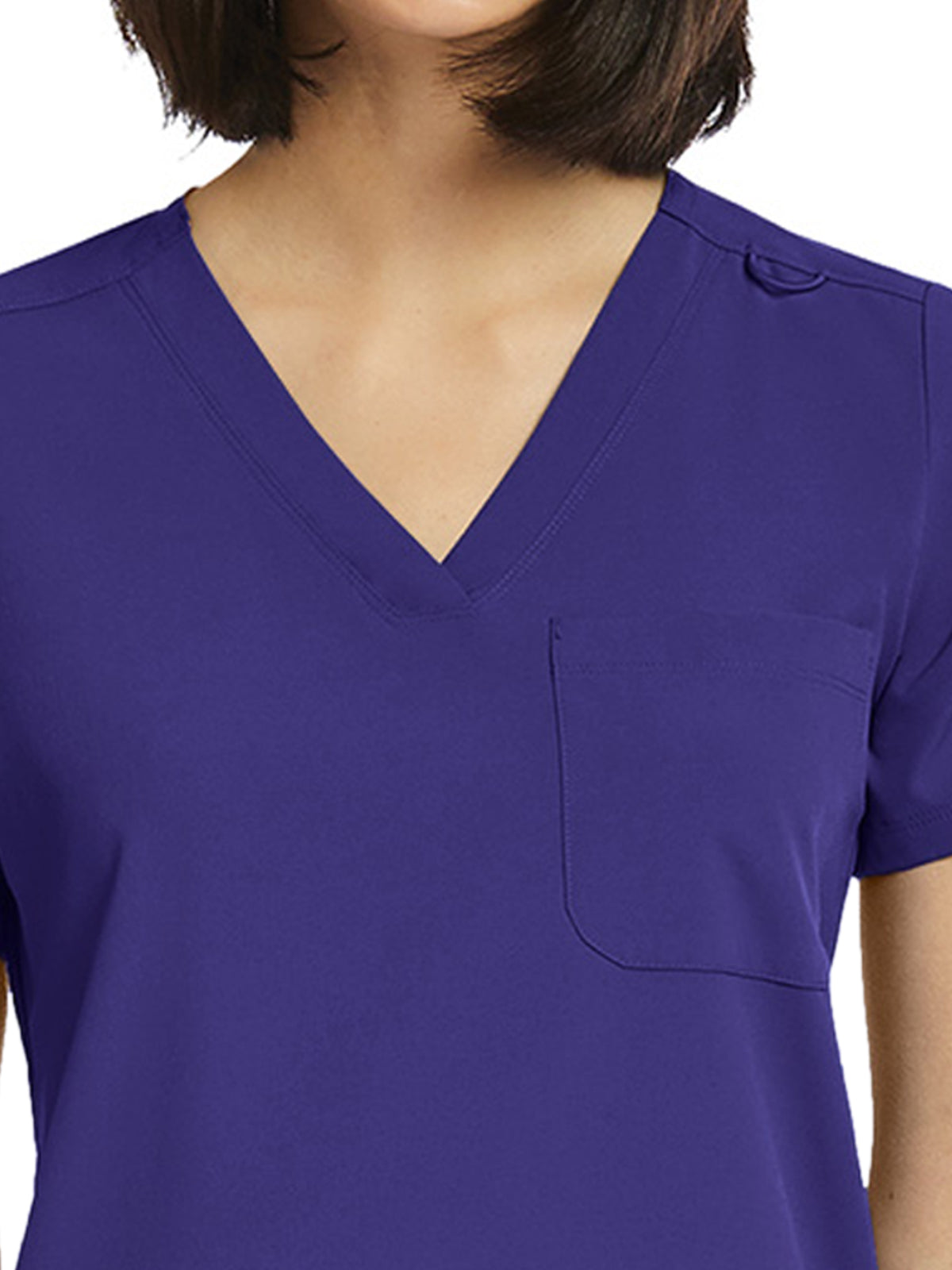 Women's Fitted One-Pocket V-Neck Top - SJ101 - Grape