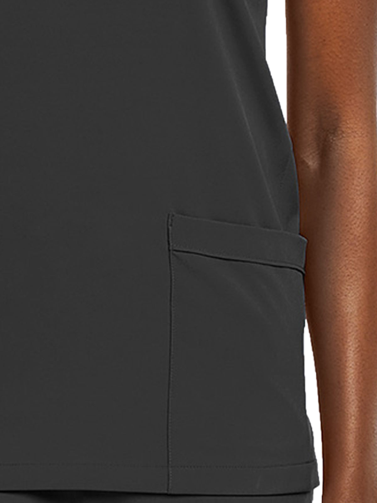 Women's Fitted Two-Pocket V-Neck Top - SJ102 - Black