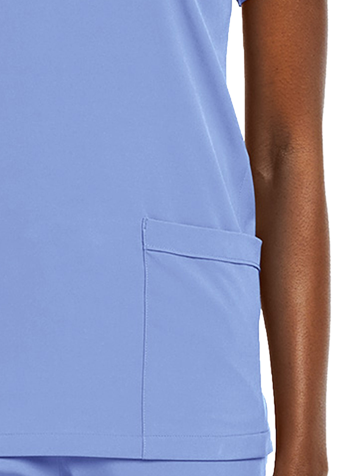 Women's Fitted Two-Pocket V-Neck Top - SJ102 - Ciel Blue