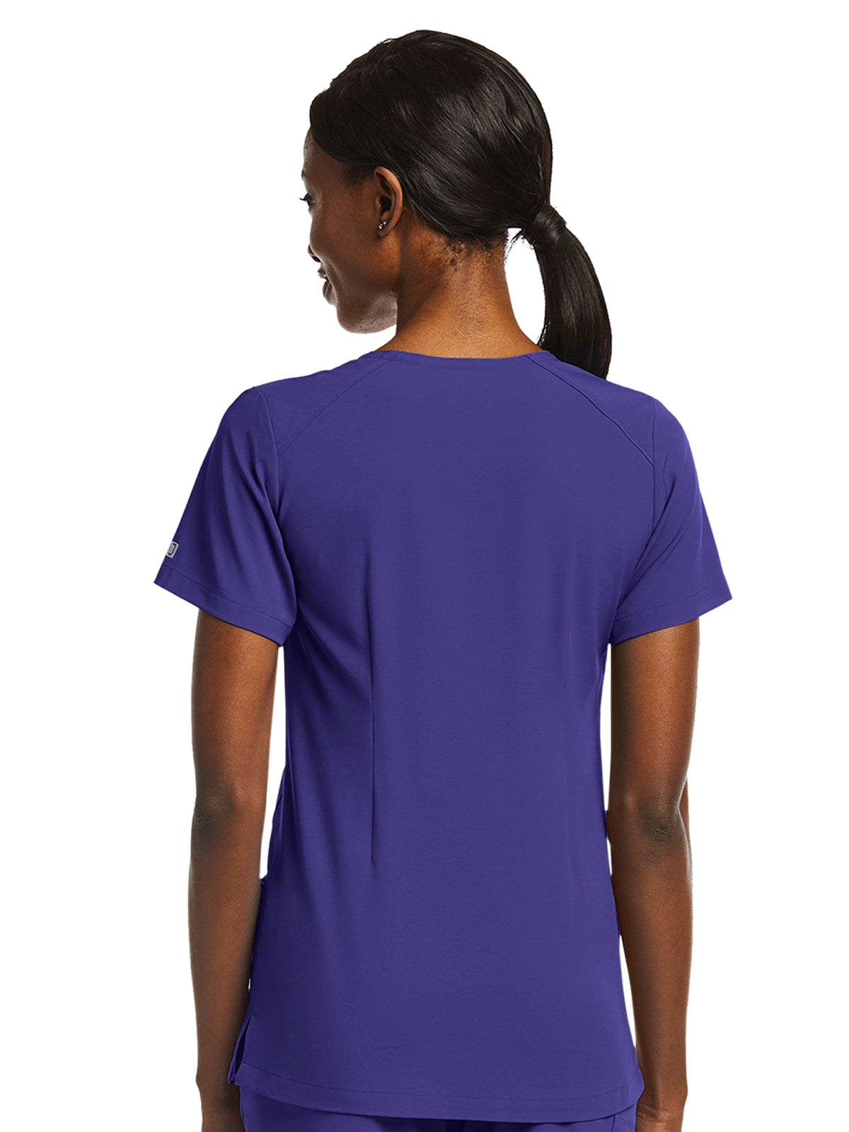 Women's Fitted Two-Pocket V-Neck Top - SJ102 - Grape