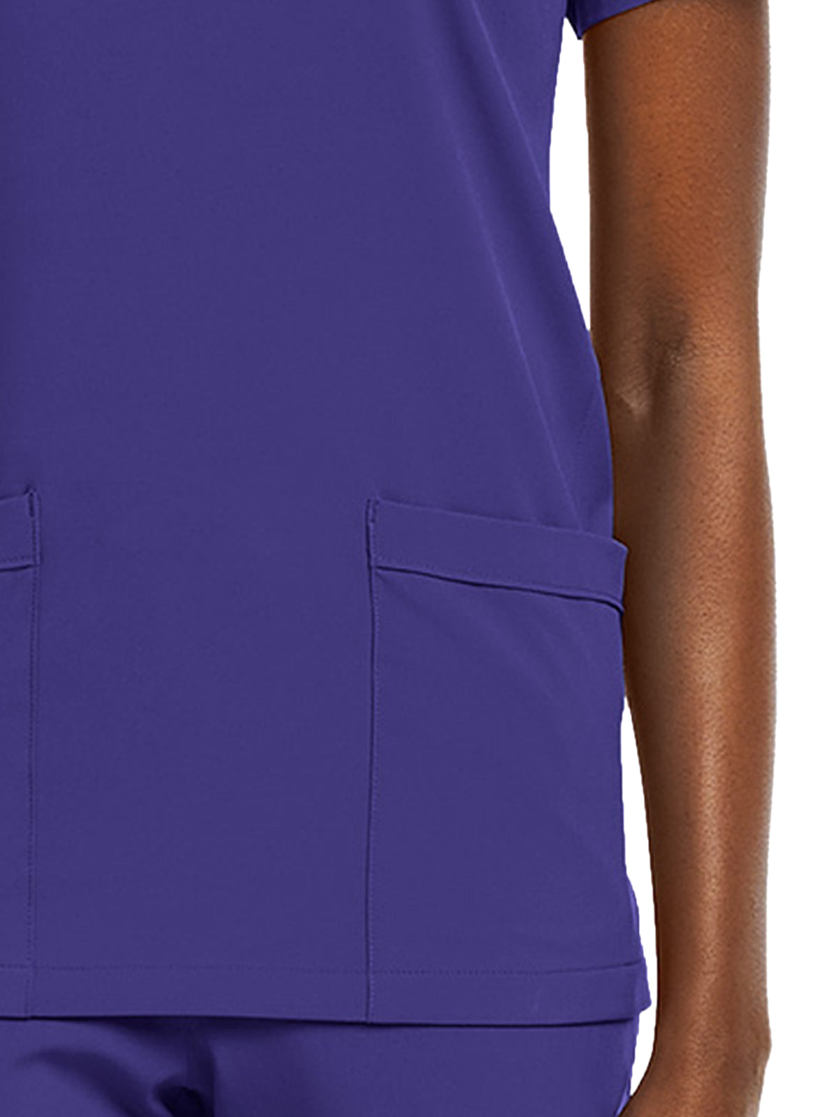 Women's Fitted Two-Pocket V-Neck Top - SJ102 - Grape