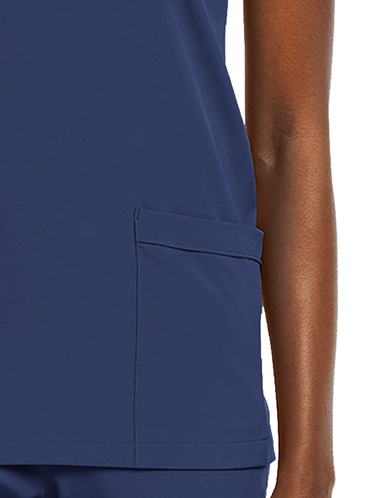 Women's Fitted Two-Pocket V-Neck Top - SJ102 - Navy