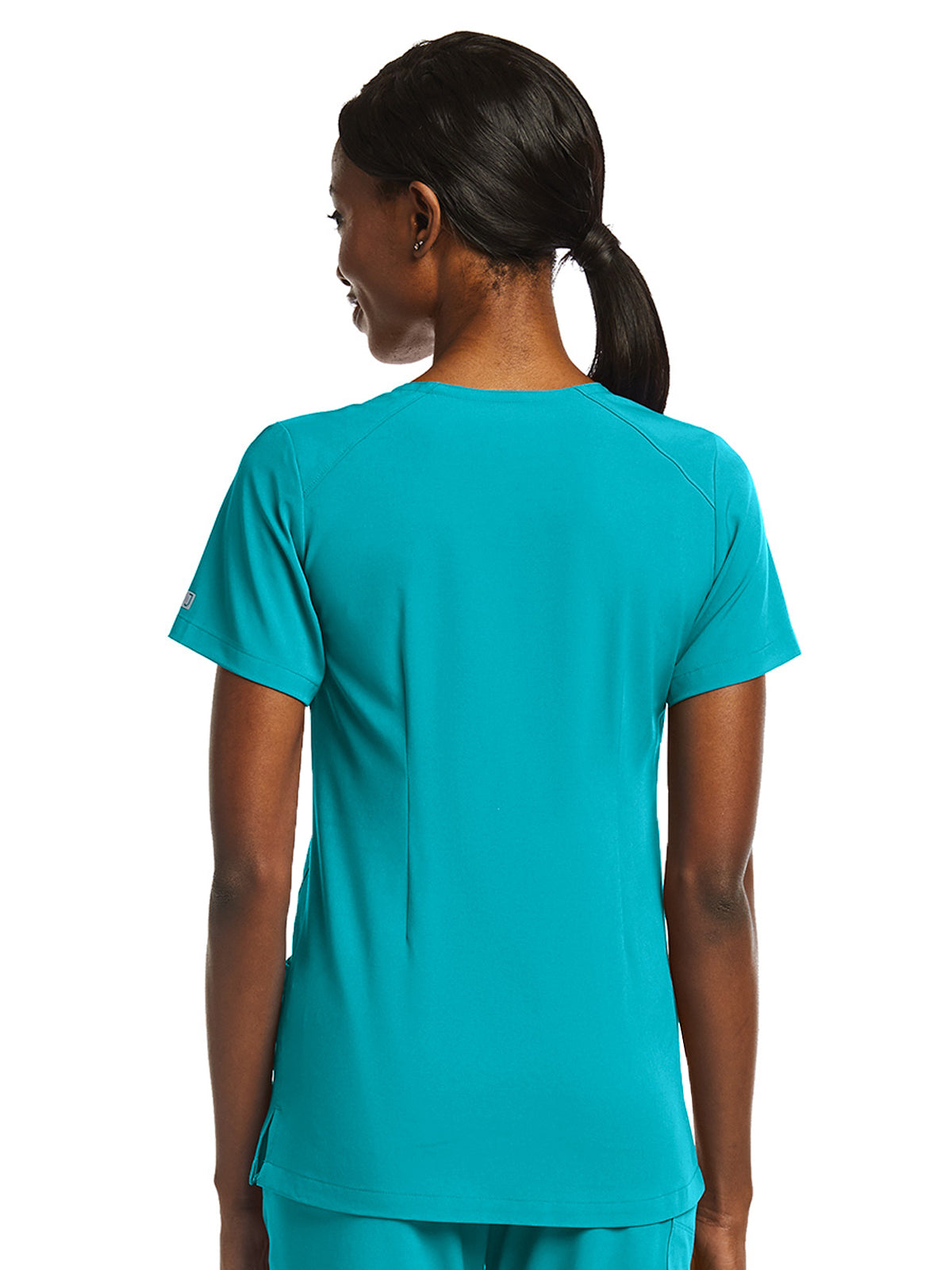 Women's Fitted Two-Pocket V-Neck Top - SJ102 - Teal