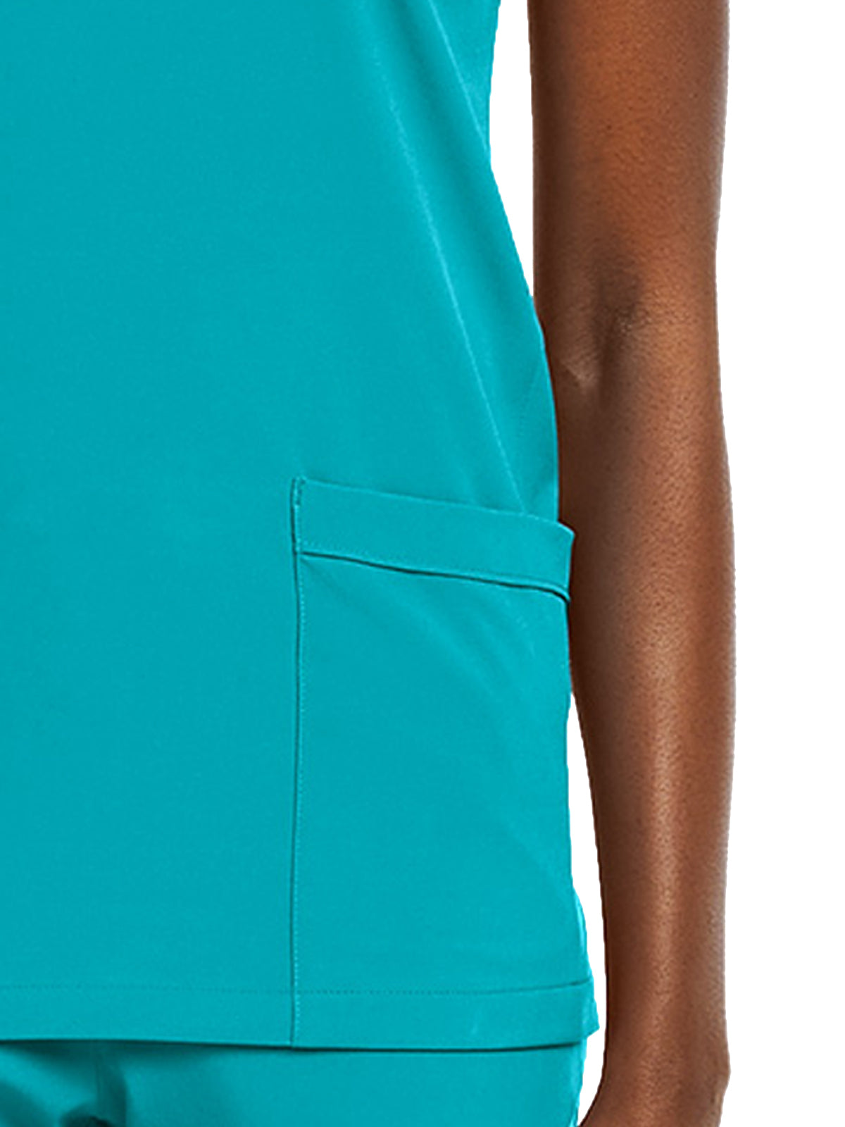 Women's Fitted Two-Pocket V-Neck Top - SJ102 - Teal
