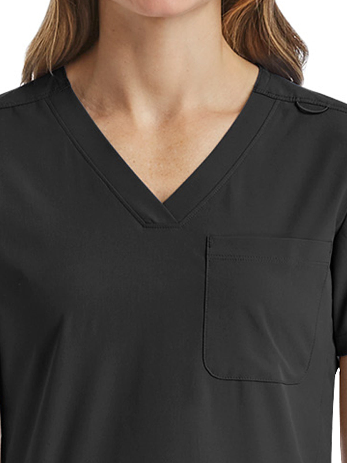 Women's Fitted Six-Pocket V-Neck Top - SJ103 - Black