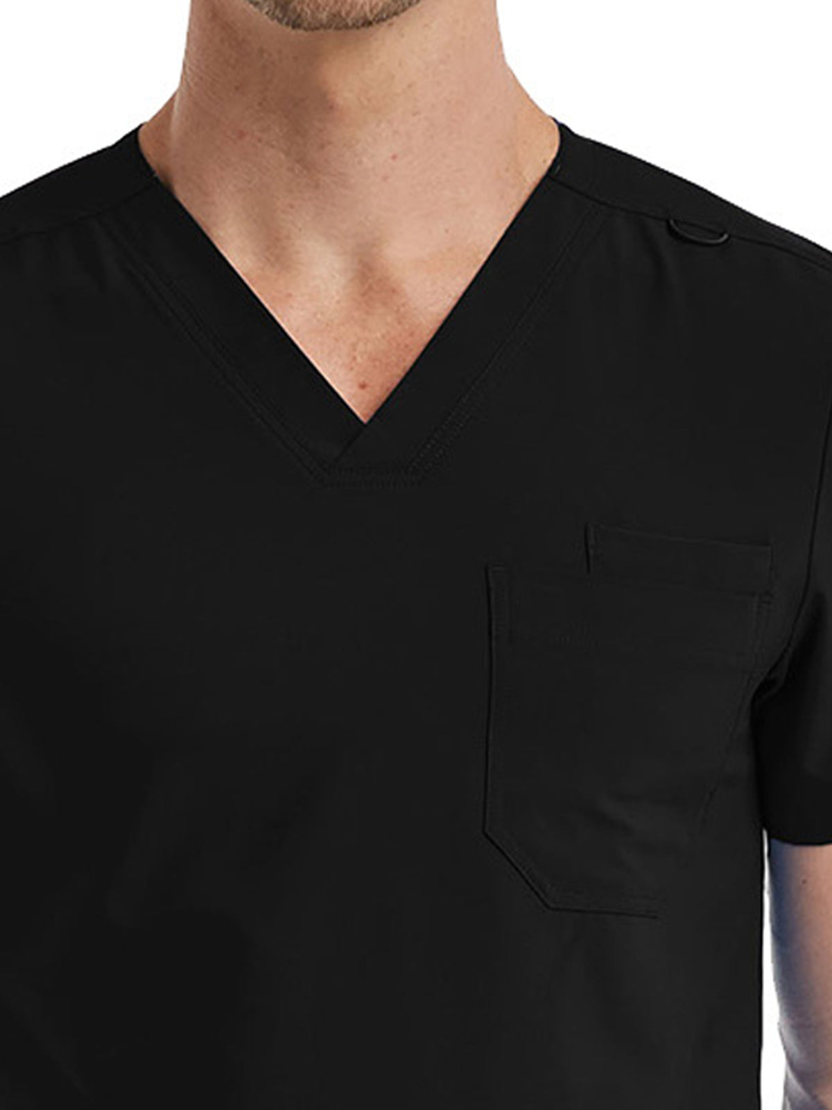Unisex One-Pocket V-Neck Top - SJ501 - Black