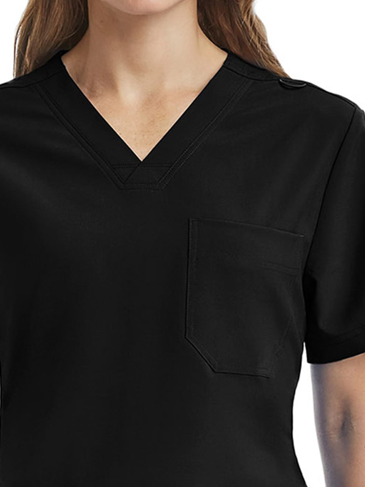 Unisex Three-Pocket V-Neck Top - SJ503 - Black