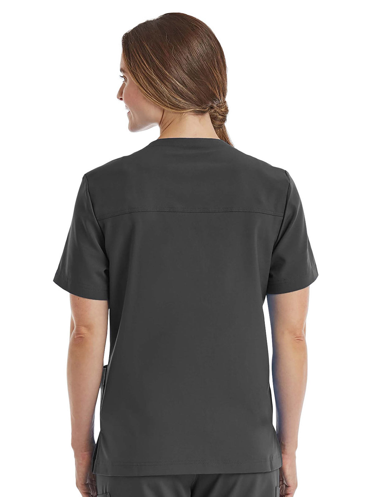 Unisex Three-Pocket V-Neck Top - SJ503 - Pewter
