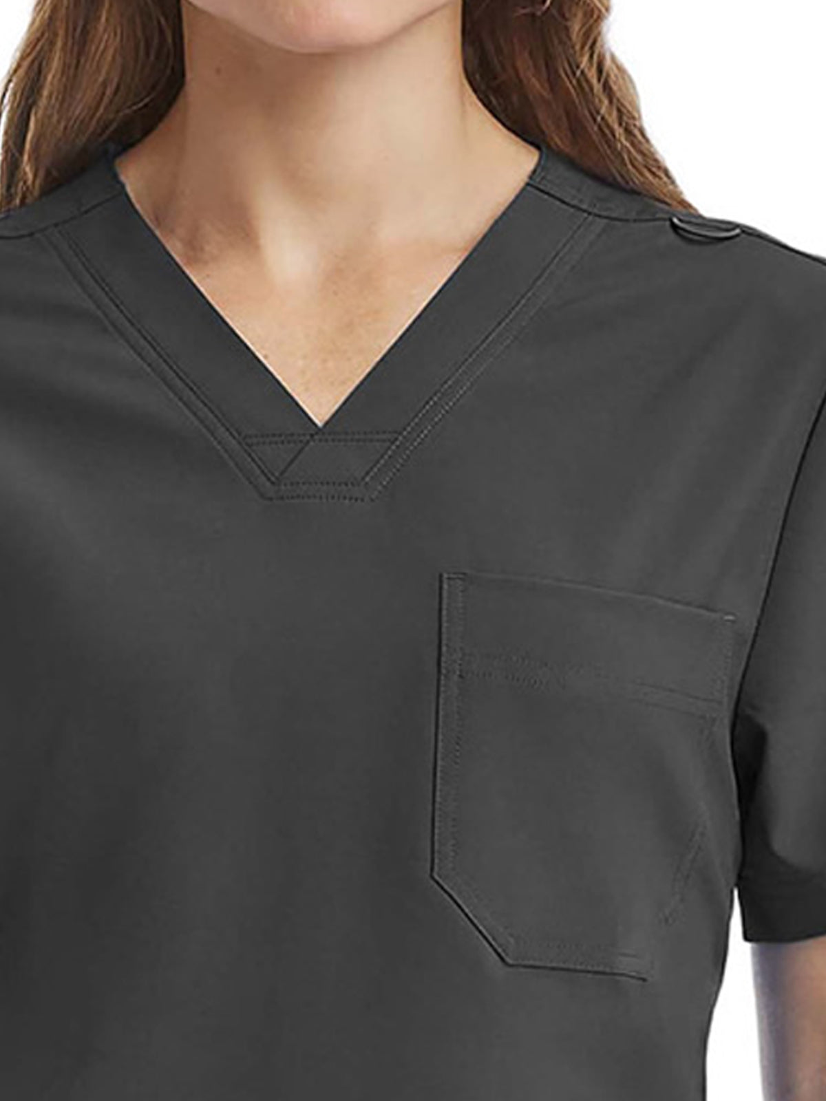 Unisex Three-Pocket V-Neck Top - SJ503 - Pewter