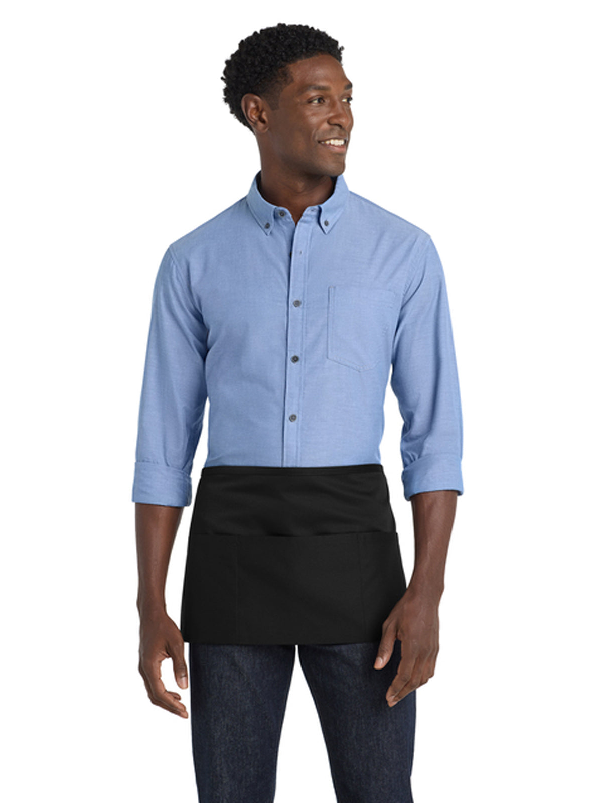 Unisex 3-Pocket Stain Release Waist Apron - A702 - Black
