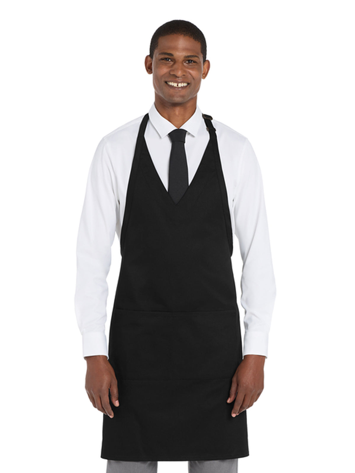 Men's Two-Pocket Easy Care with Stain Release Tuxedo Apron - A704 - Black