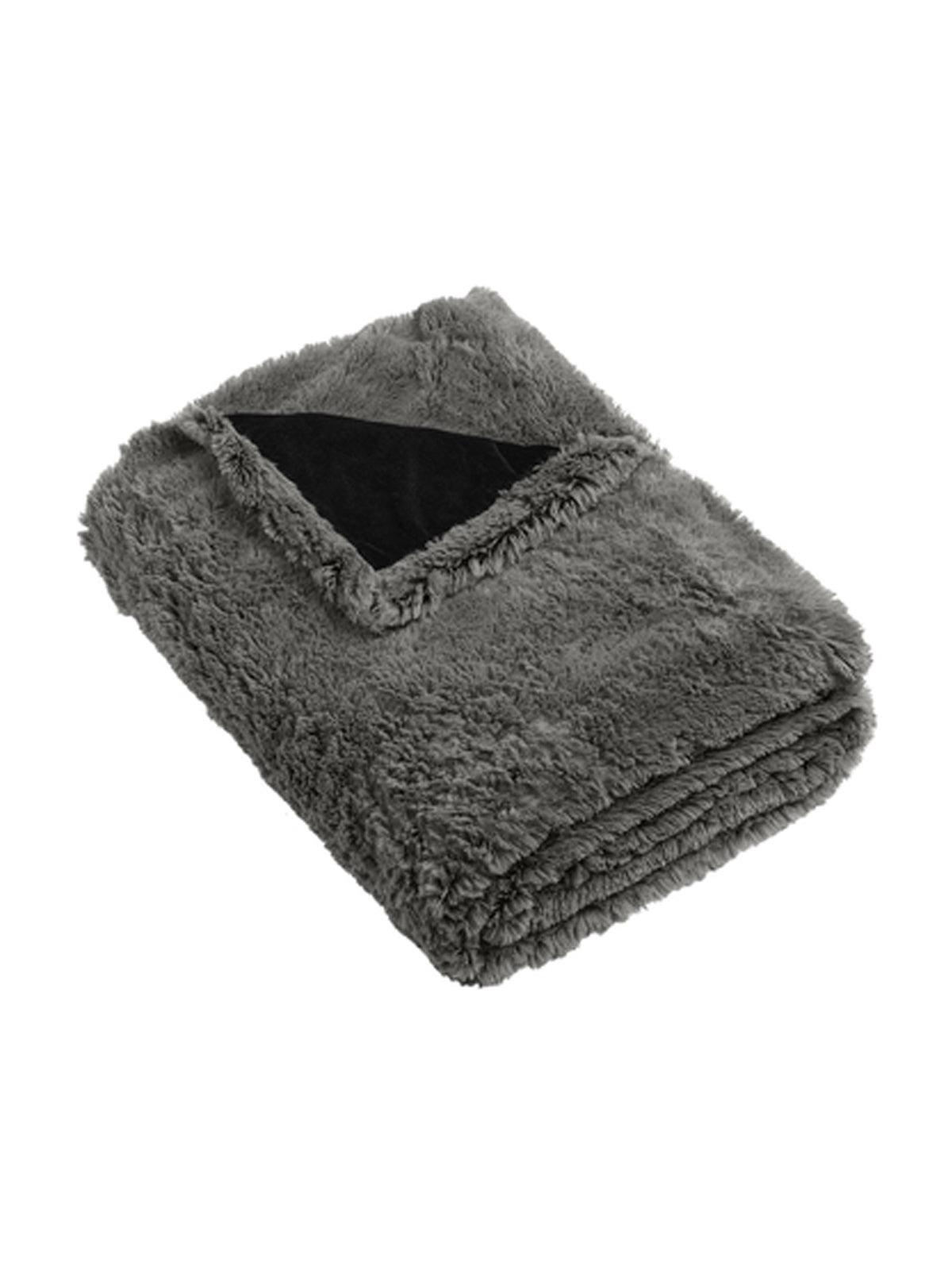 Unisex 1-Pocket Faux Fur Blanket - BP45 - Shadow Grey/ Deep Black