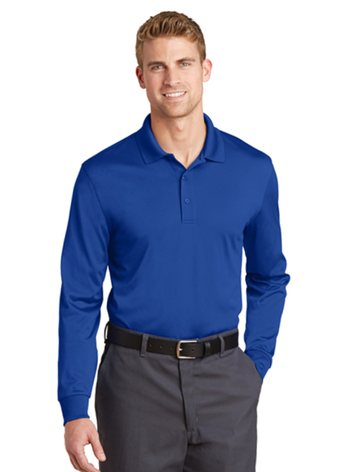 Men's Pocketless Long Sleeve Polo - CS412LS - Royal