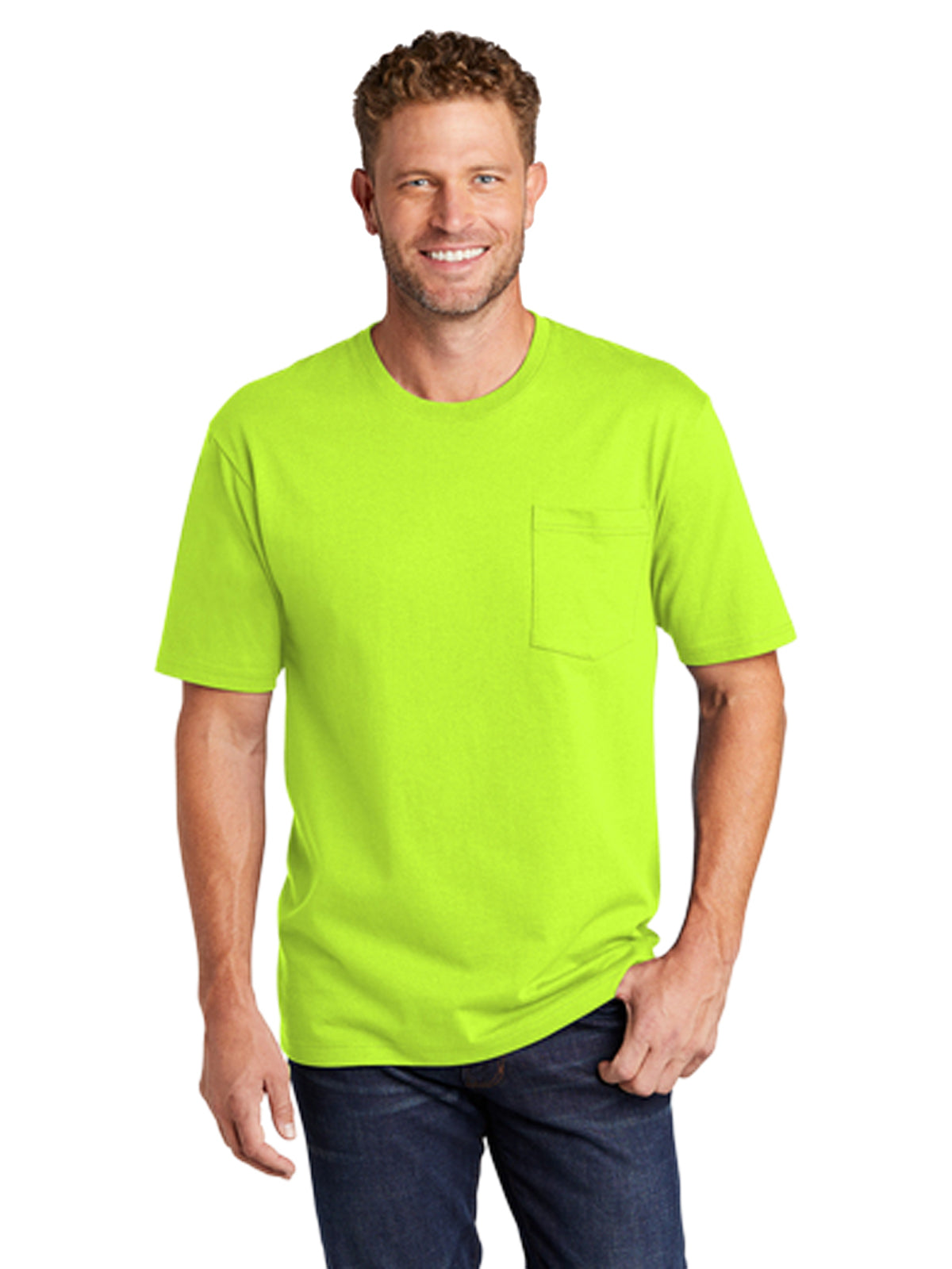 Men's 1-Pocket Workwear Tee - CS430 - Safety Green