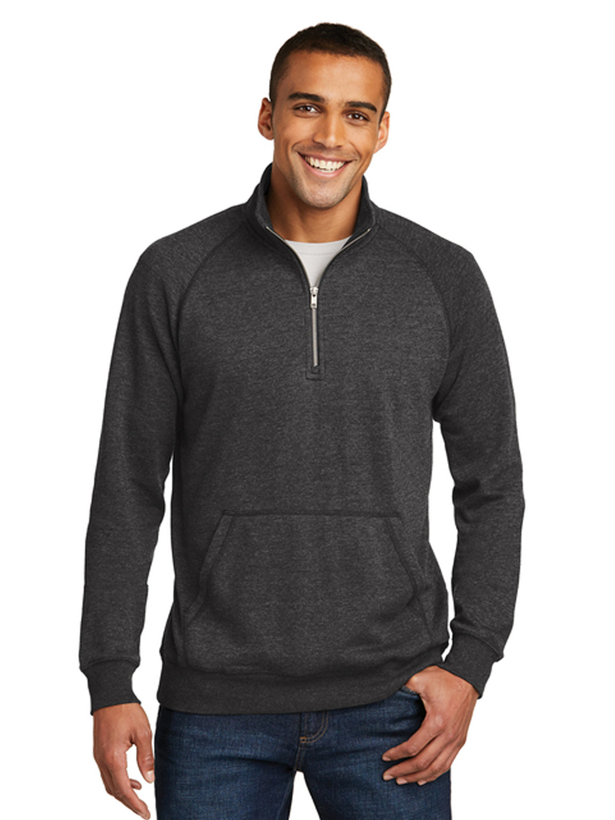 Men's Lightweight Fleece 1/4-Zip Sweatshirt - DM392 - Black Heather