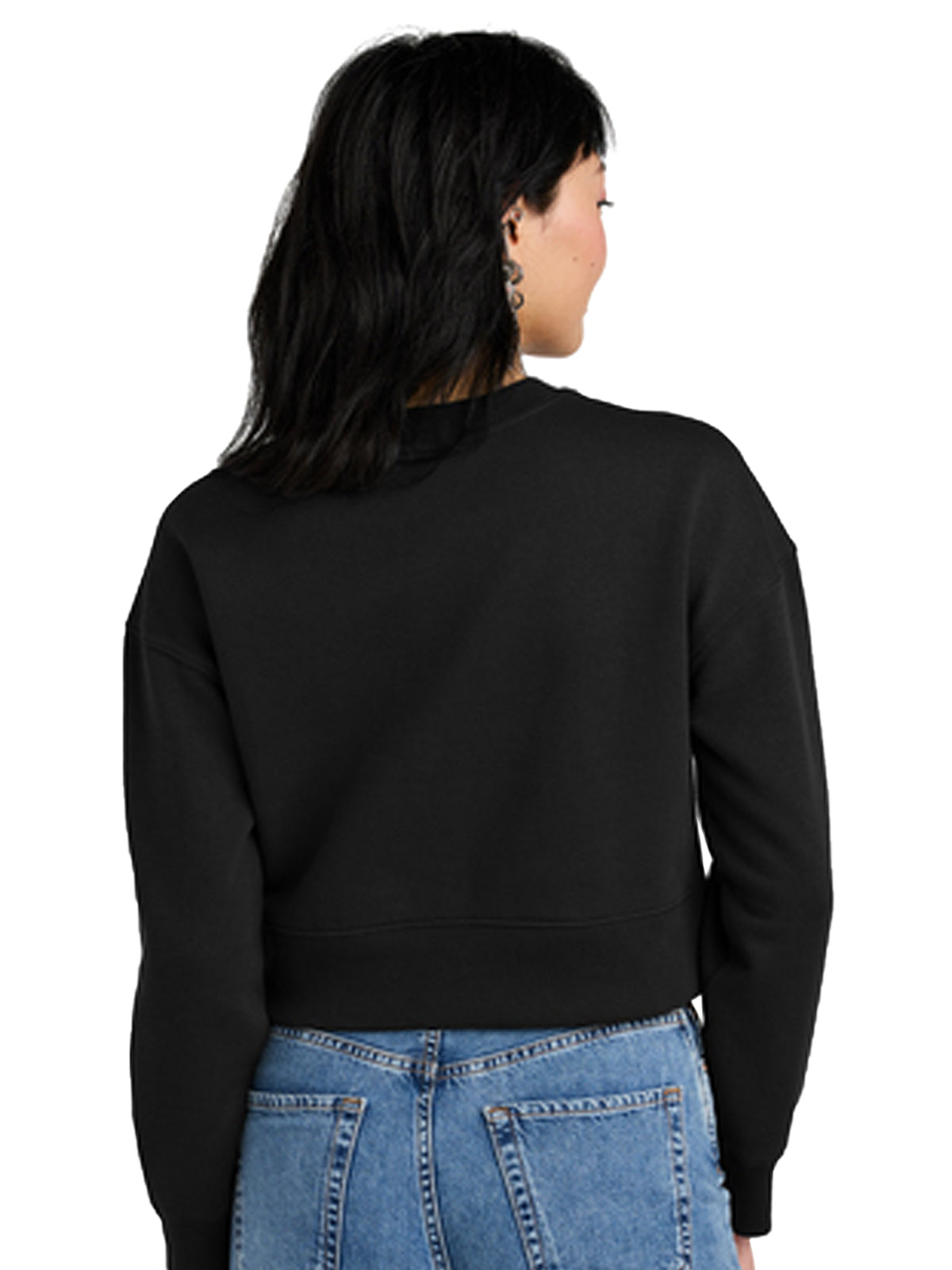 Women's Perfect Weight Fleece Cropped Crew Sweatshirt - DT1105 - Jet Black