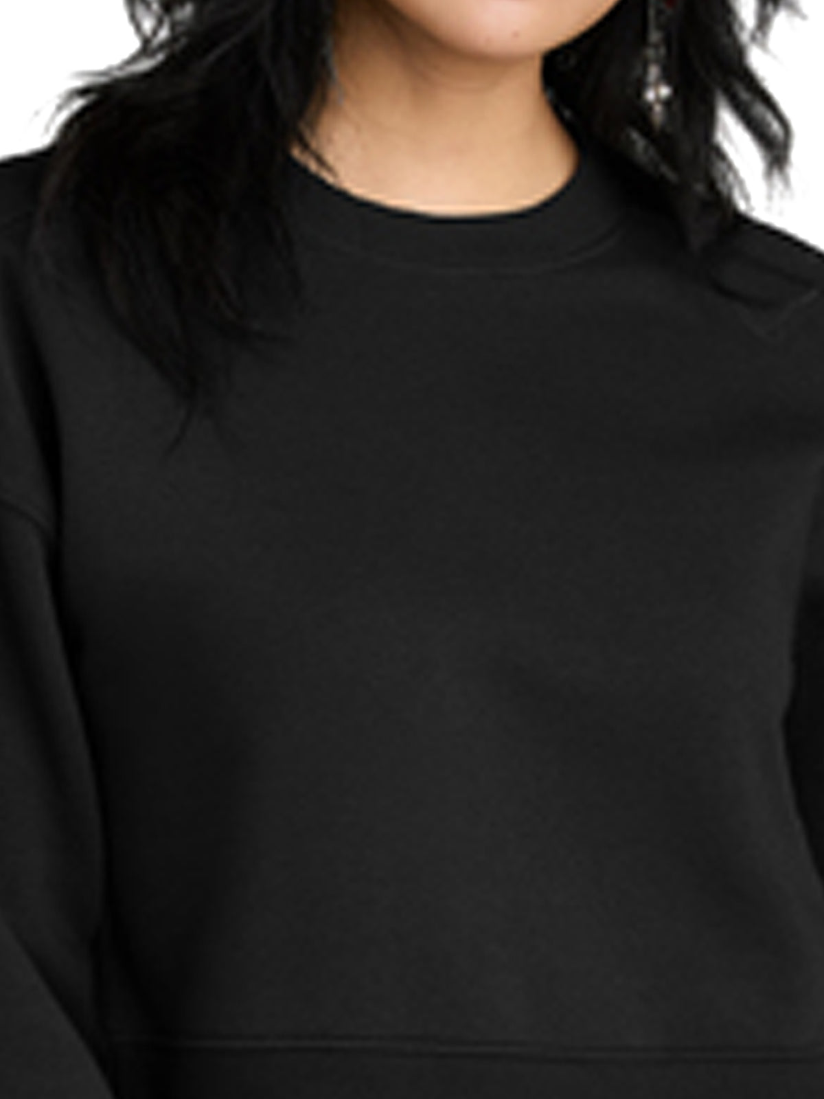 Women's Perfect Weight Fleece Cropped Crew Sweatshirt - DT1105 - Jet Black