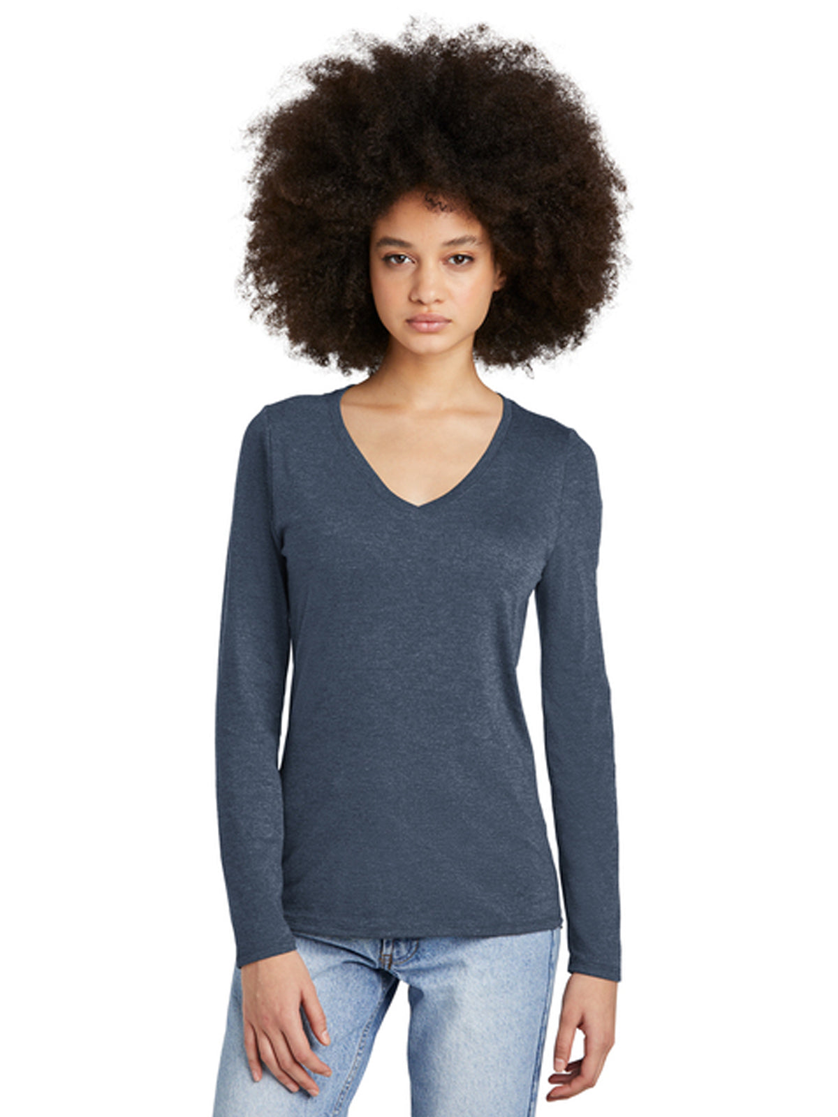 Women’s Perfect Tri Long Sleeve V-Neck Tee - DT135 - Navy Frost