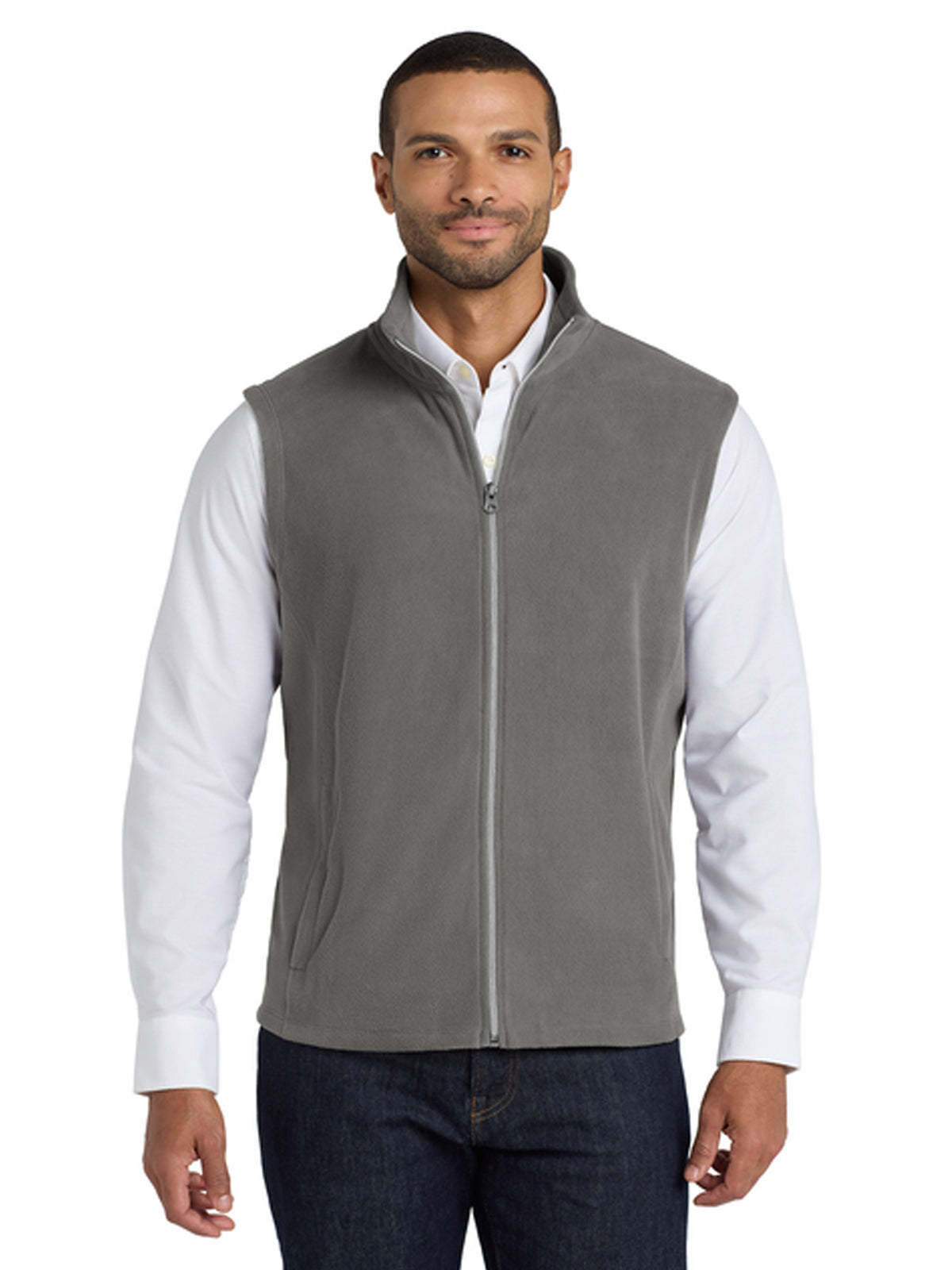 Men's 2-Pocket Microfleece Vest - F226 - Pearl Grey