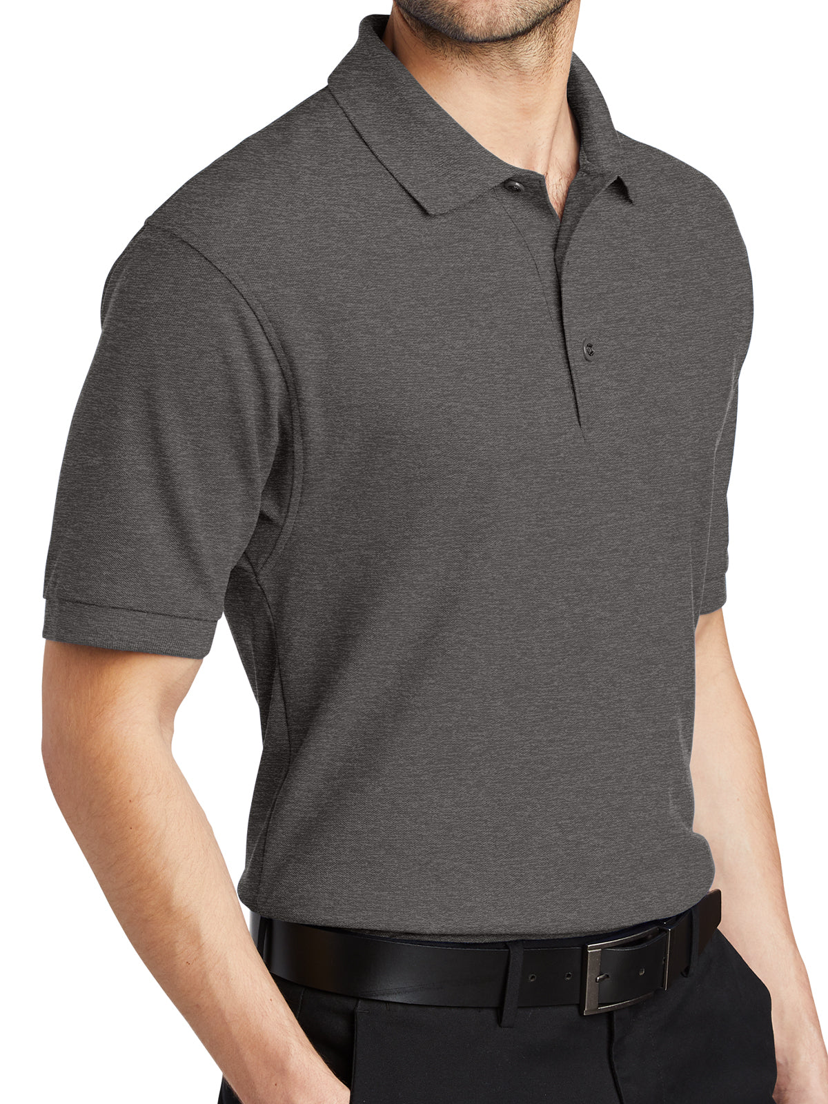 Men's Stretch Pique Polo - K500 - Charcoal Heather Grey
